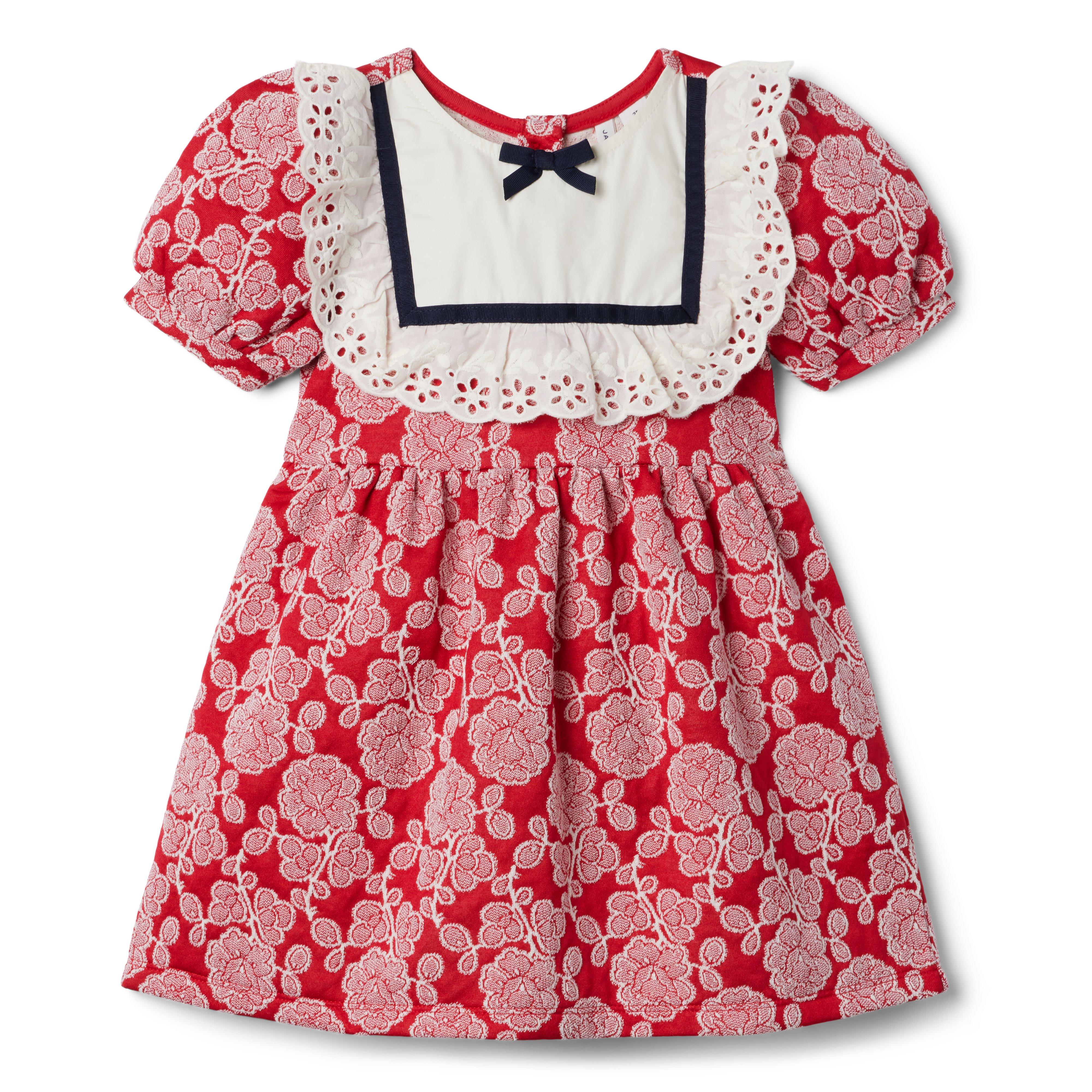 Rose Jacquard Eyelet Ruffle Dress  image number 0