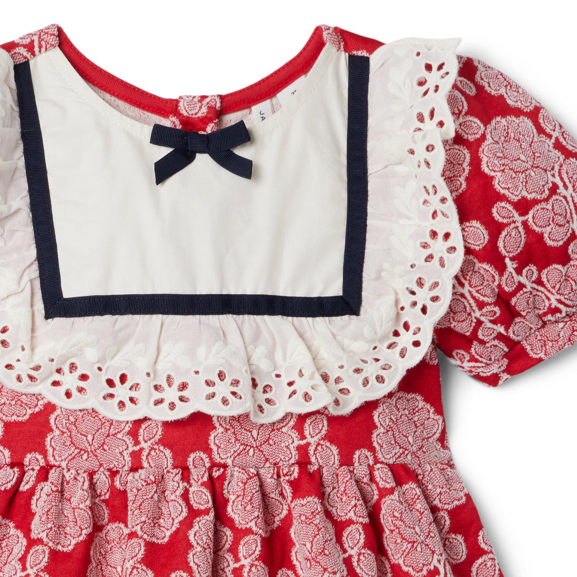 Rose Jacquard Eyelet Ruffle Dress  image number 2