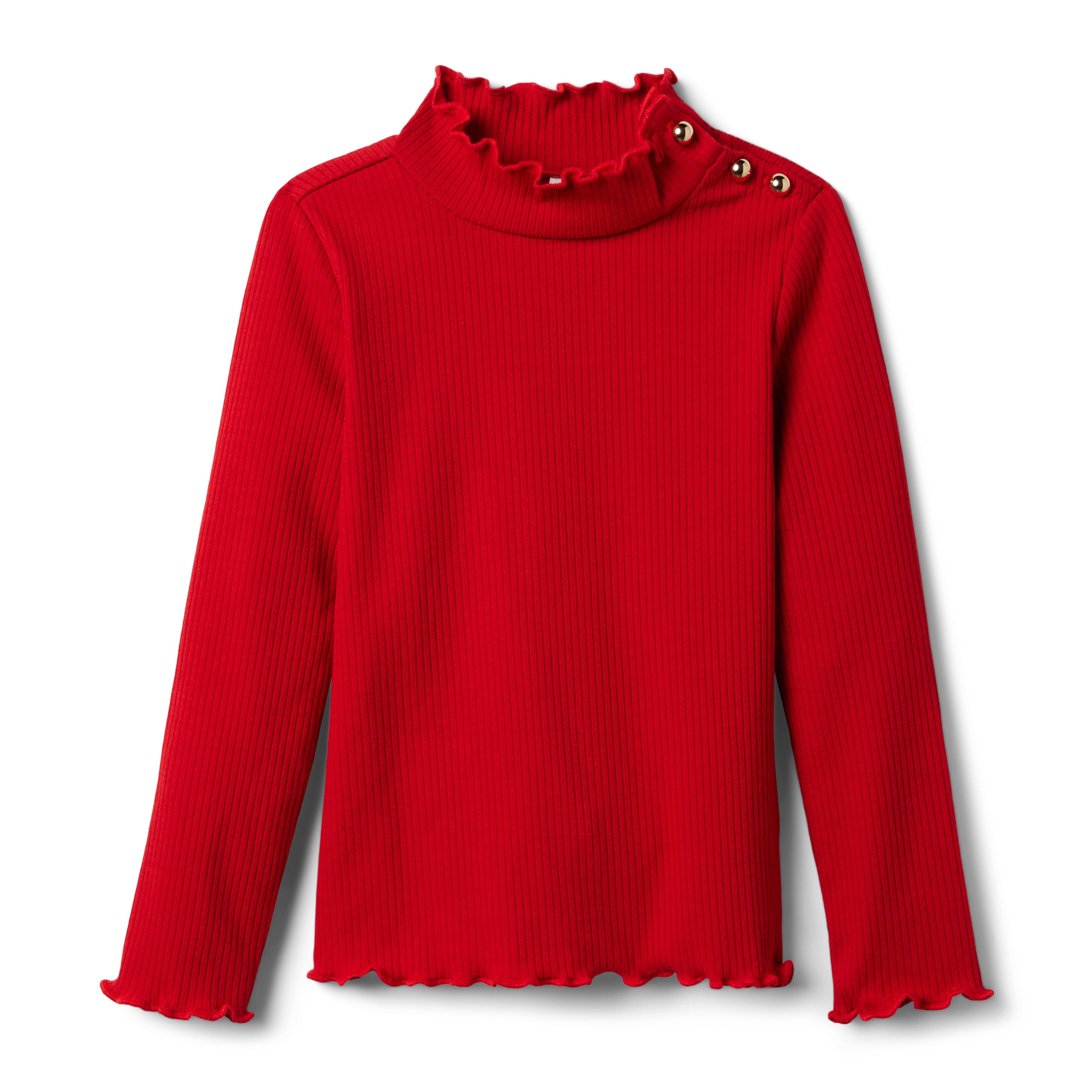 Ribbed Ruffle Trim Turtleneck image number 0