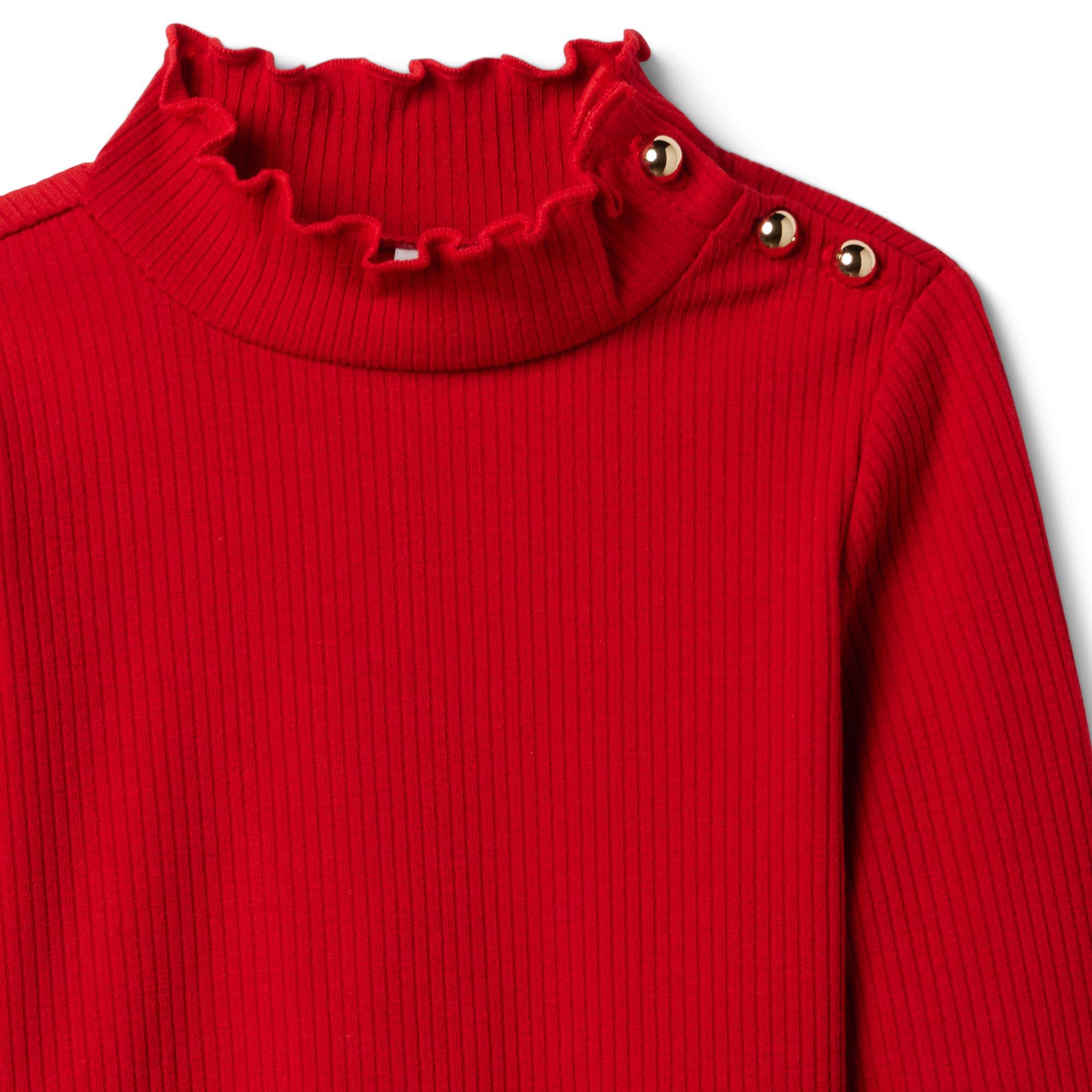 Ribbed Ruffle Trim Turtleneck image number 2