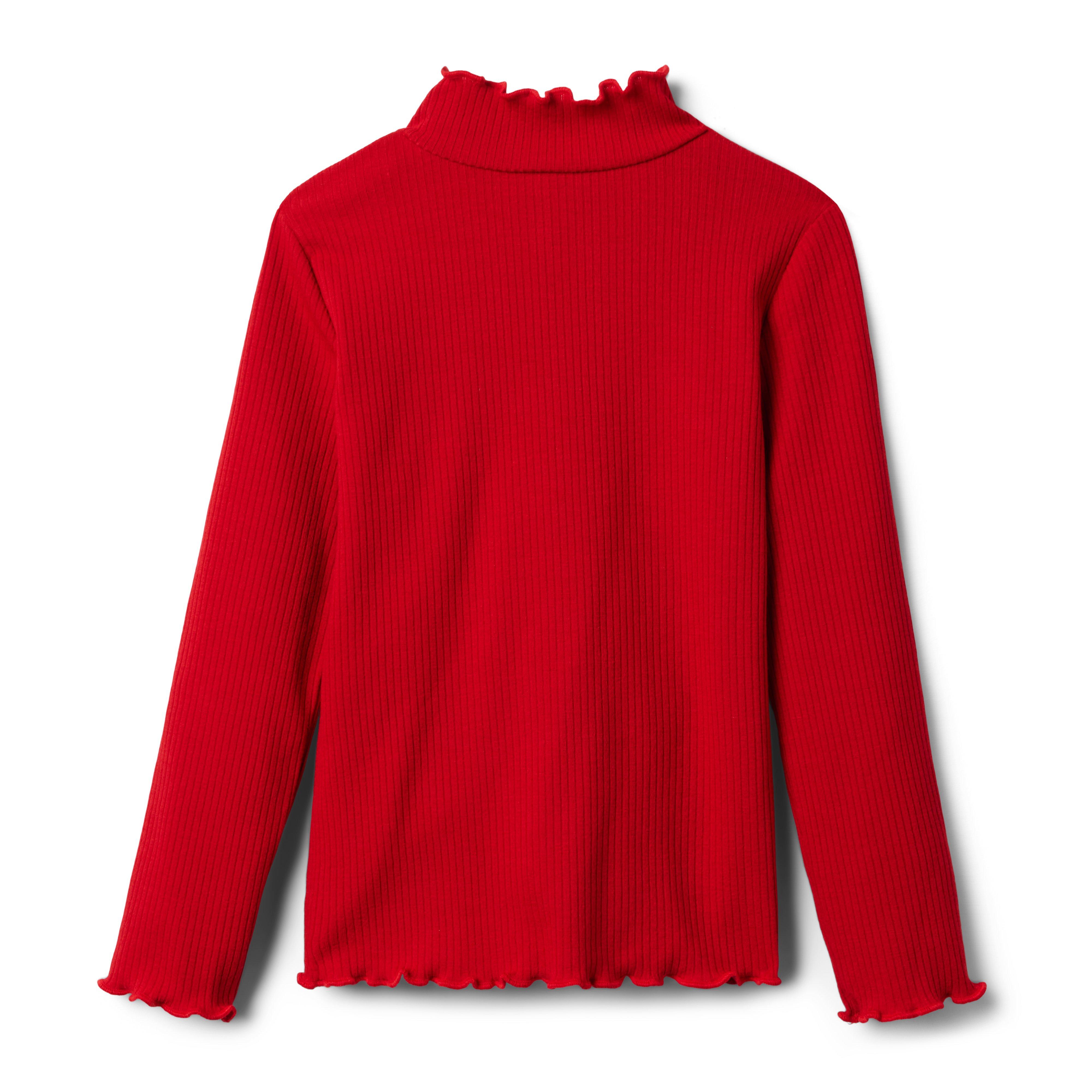 Ribbed Ruffle Trim Turtleneck image number 1