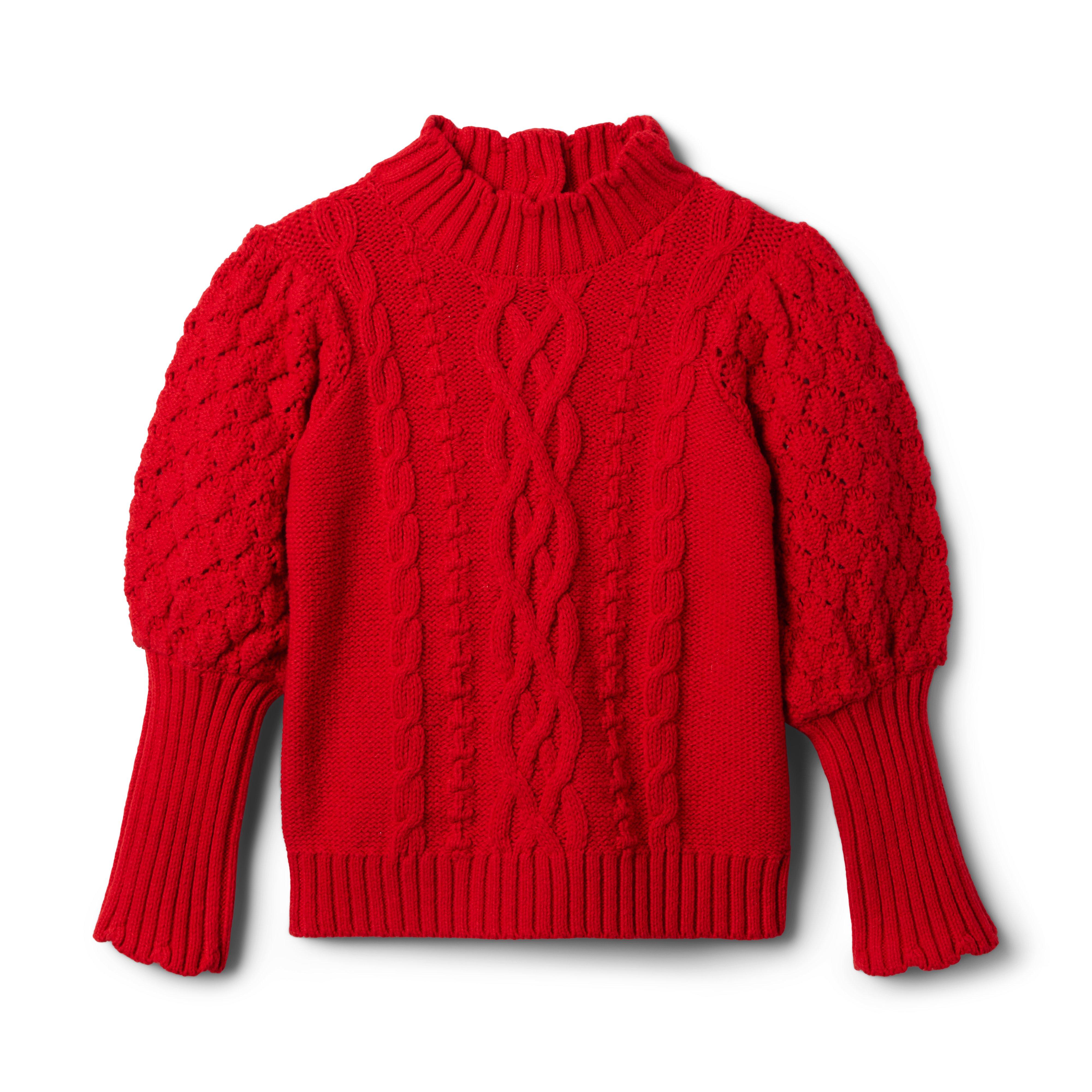 Girl Bradbury Red Cable Knit Scalloped Collar Sweater by Janie and Jack