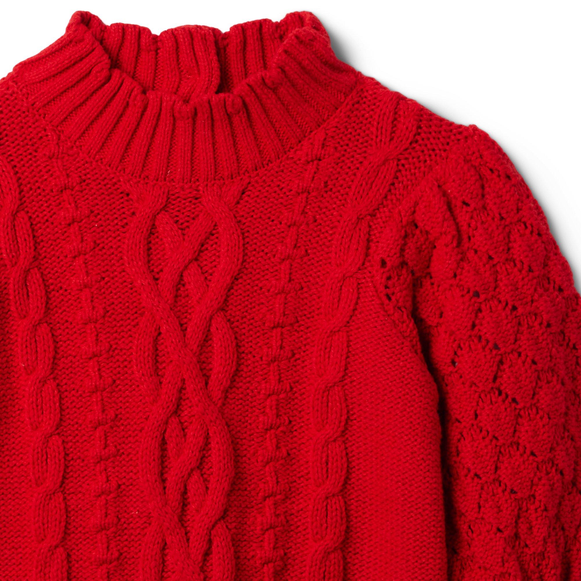Cable Knit Scalloped Collar Sweater image number 2