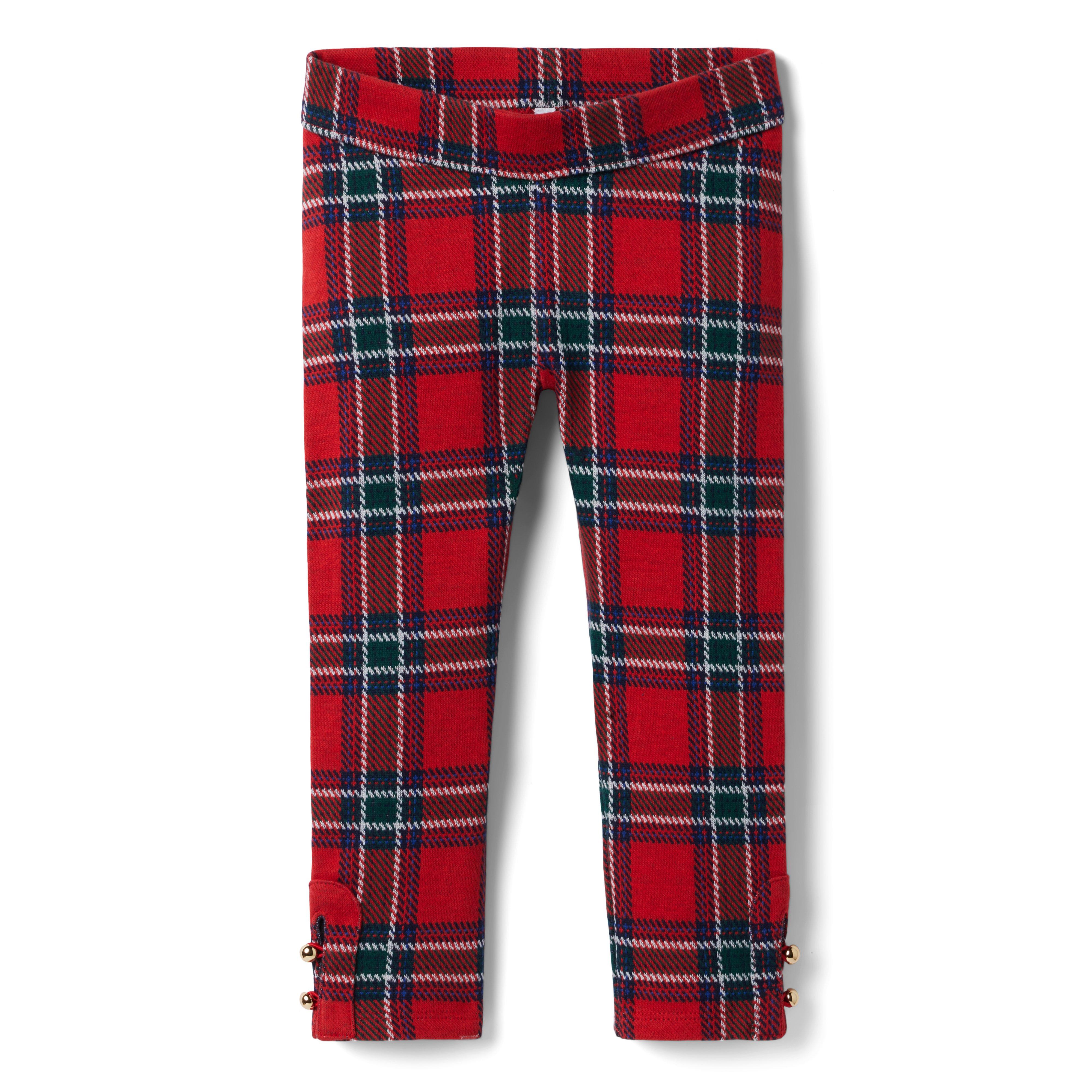 Plaid Button-Cuff Jacquard Pant