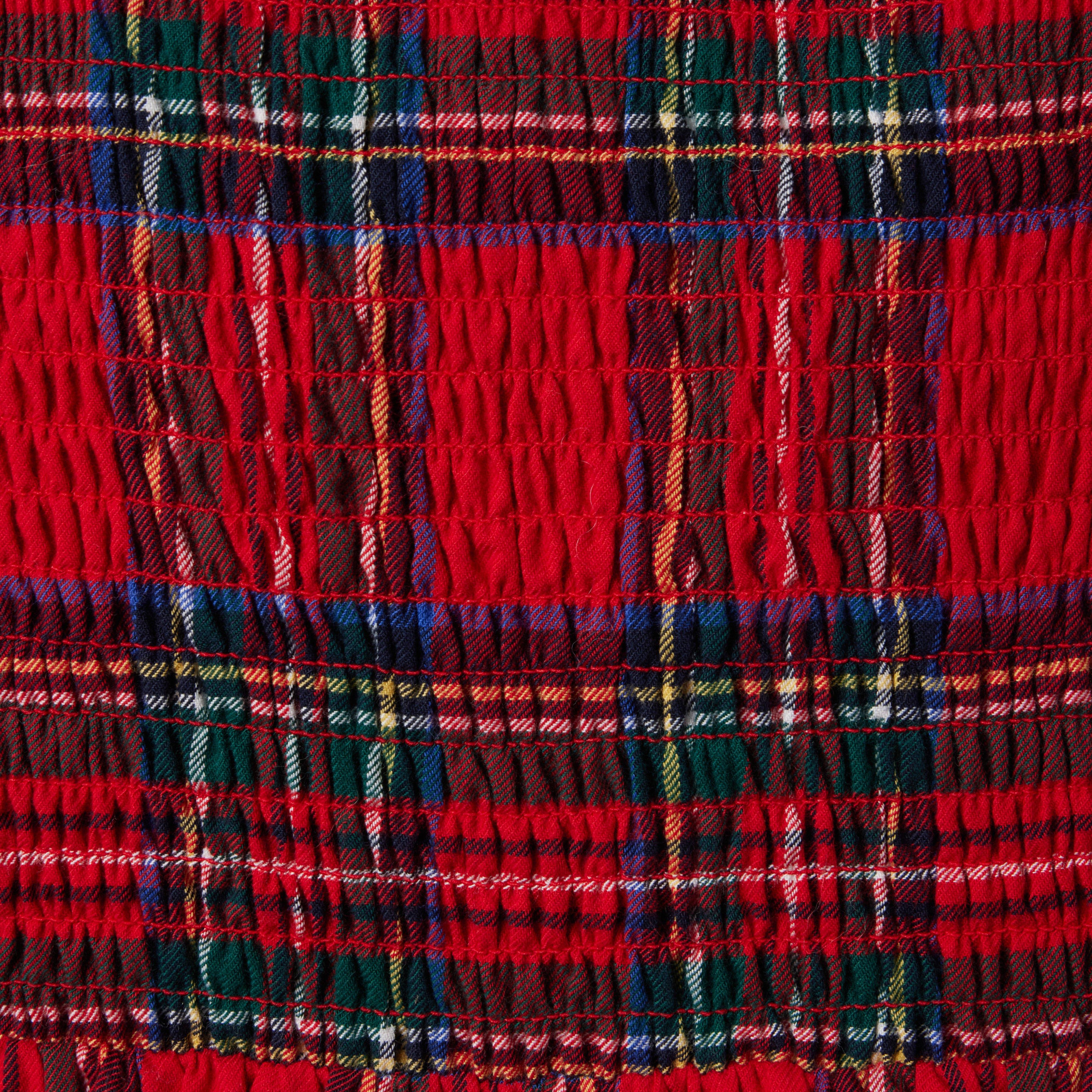 Plaid Smocked Peplum Cropped Top  image number 3