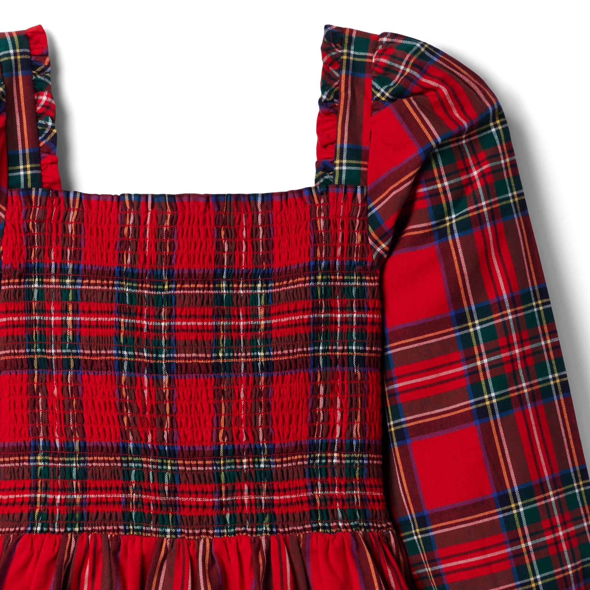 Plaid Smocked Peplum Cropped Top  image number 2