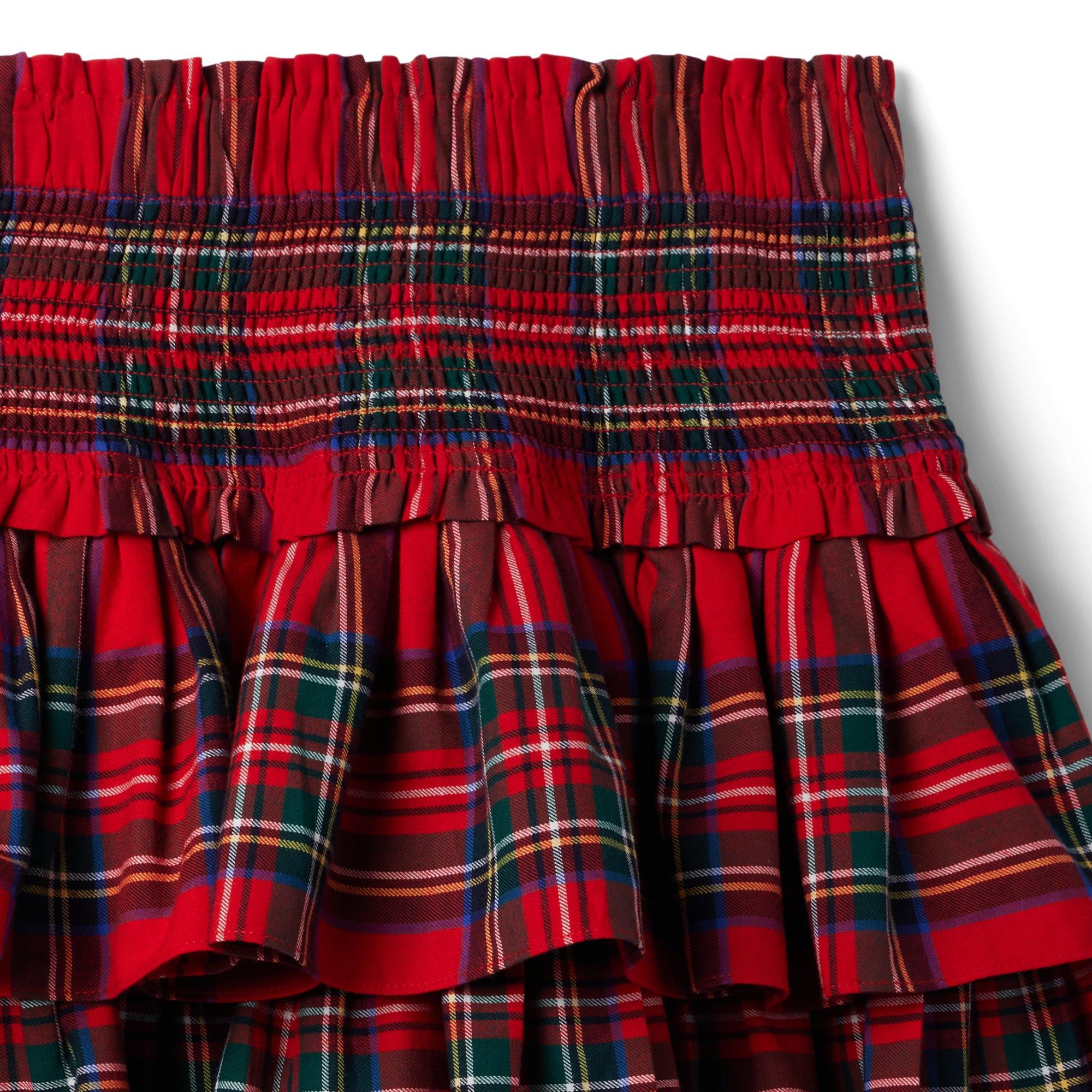 Plaid Smocked Waist Tiered Skirt image number 1