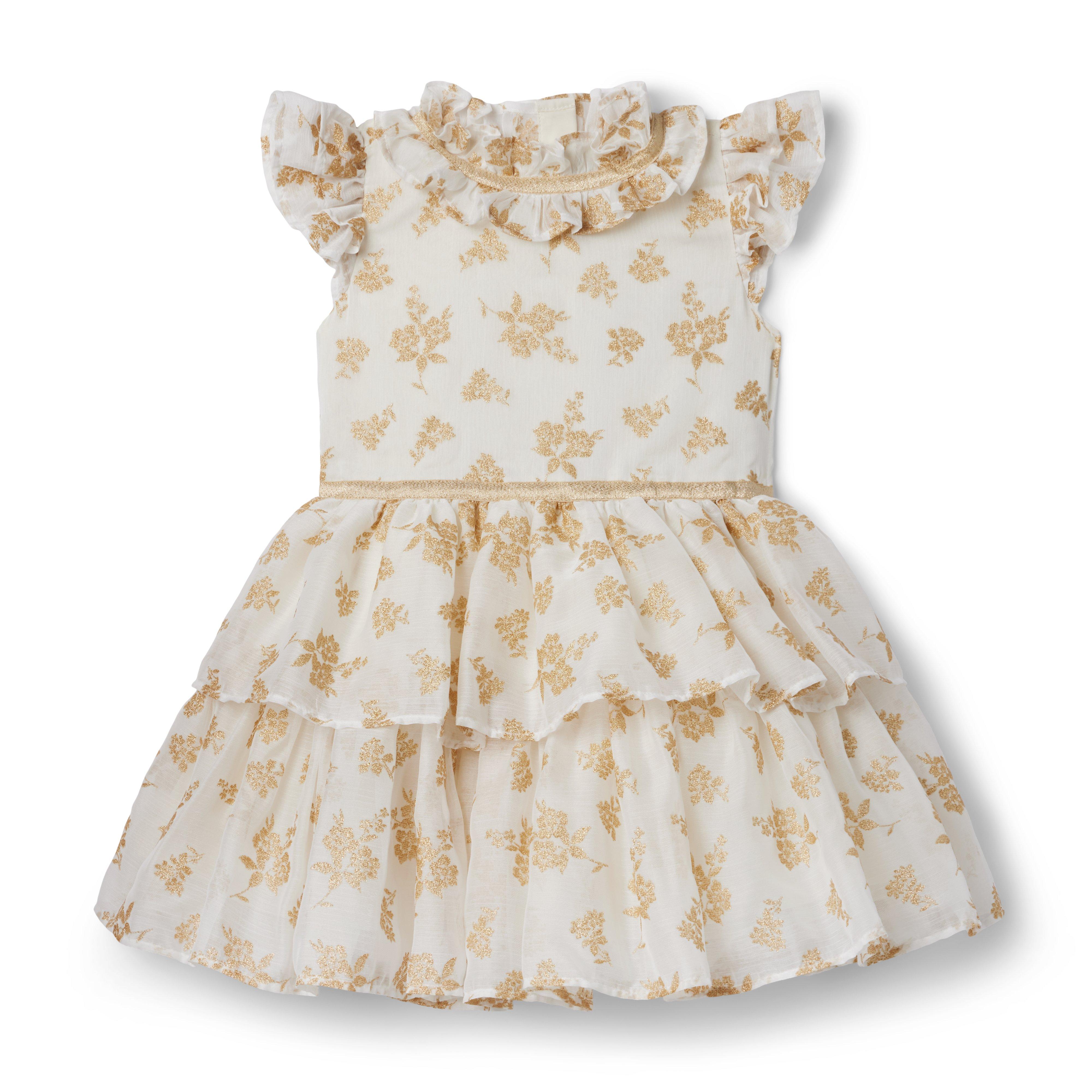 Cute Janie and Jack Dress Baby Girl 12 18 months Gold Light Yellow