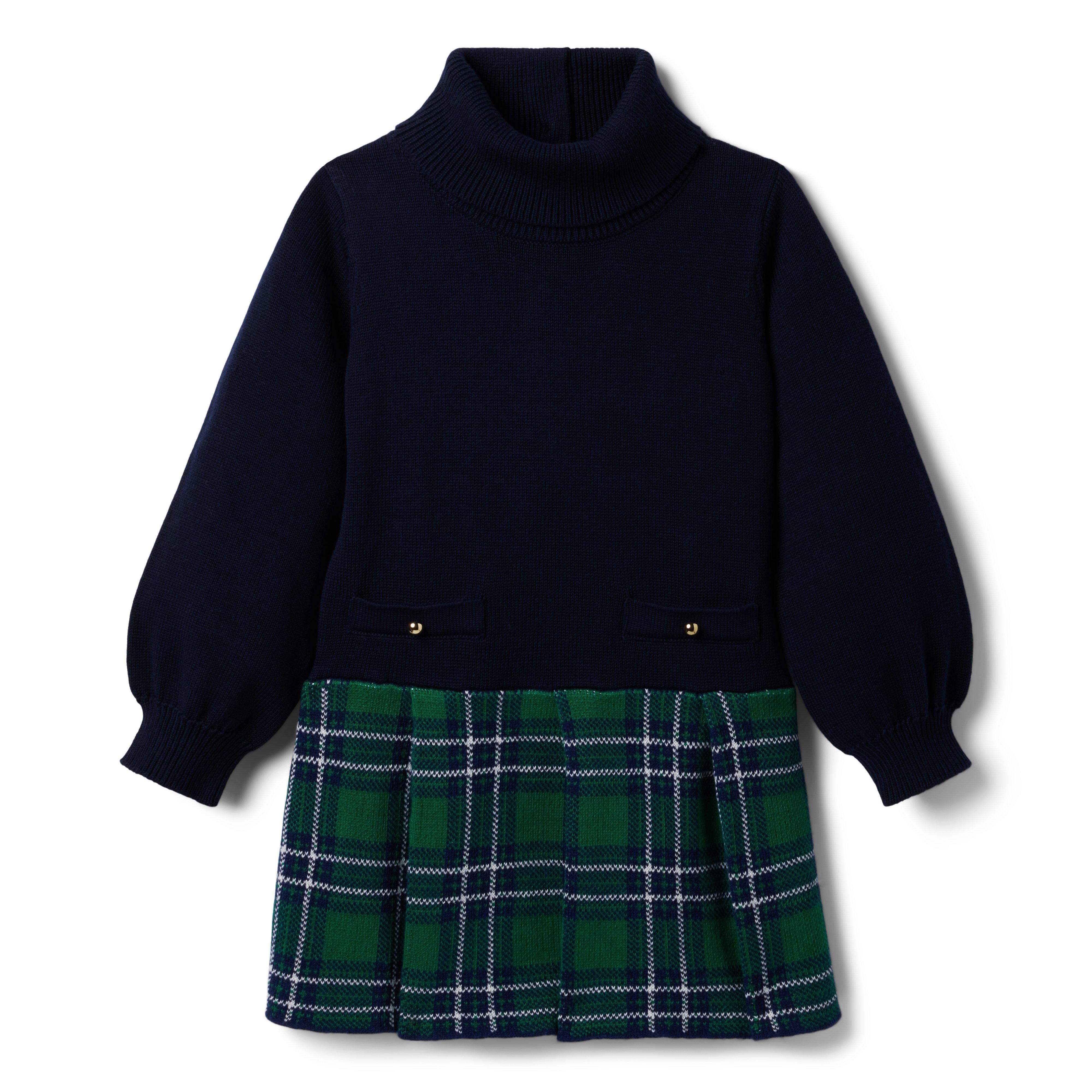 Plaid Drop Waist Turtleneck Sweater Dress image number 0
