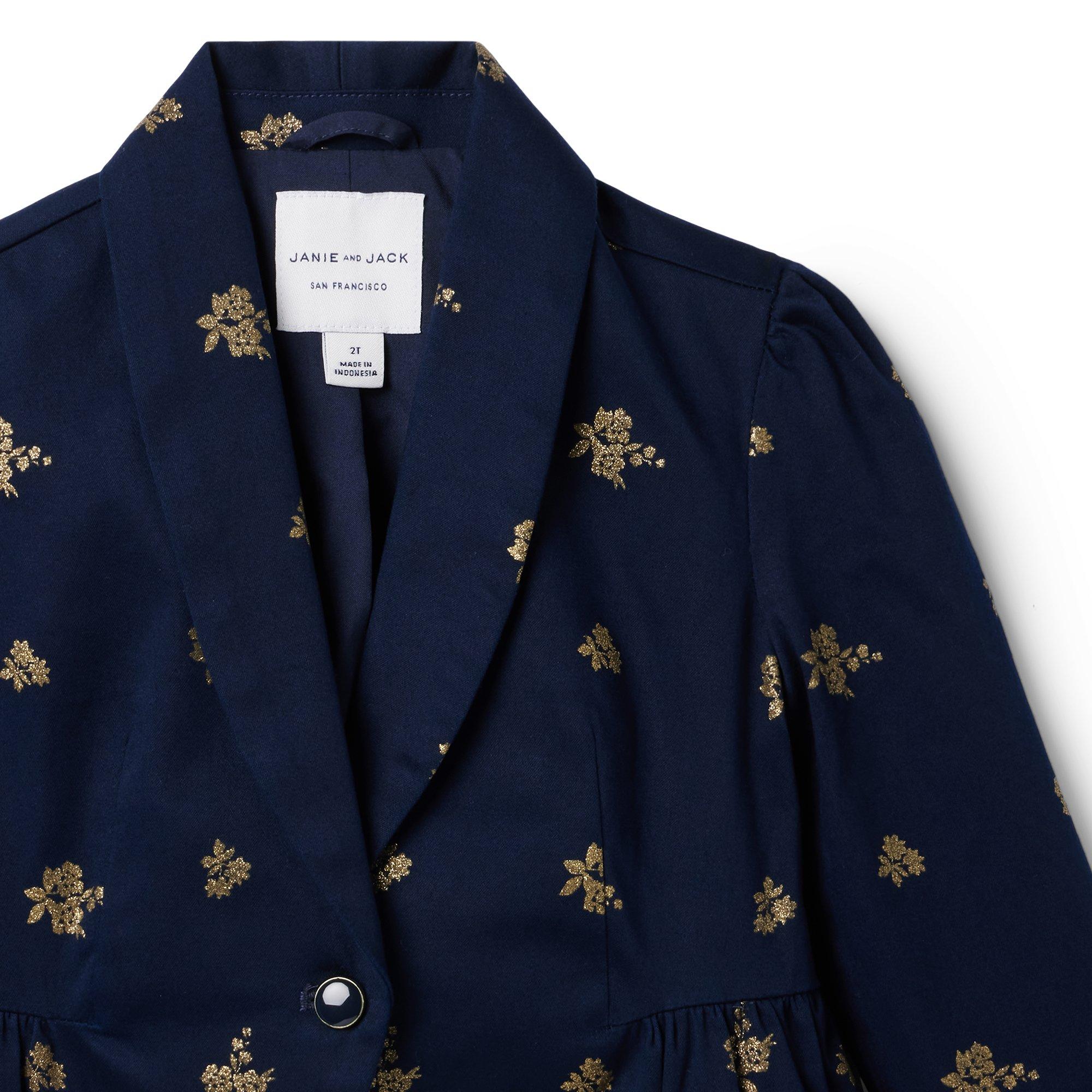 Glitter Floral Peplum Sateen Blazer image number 4