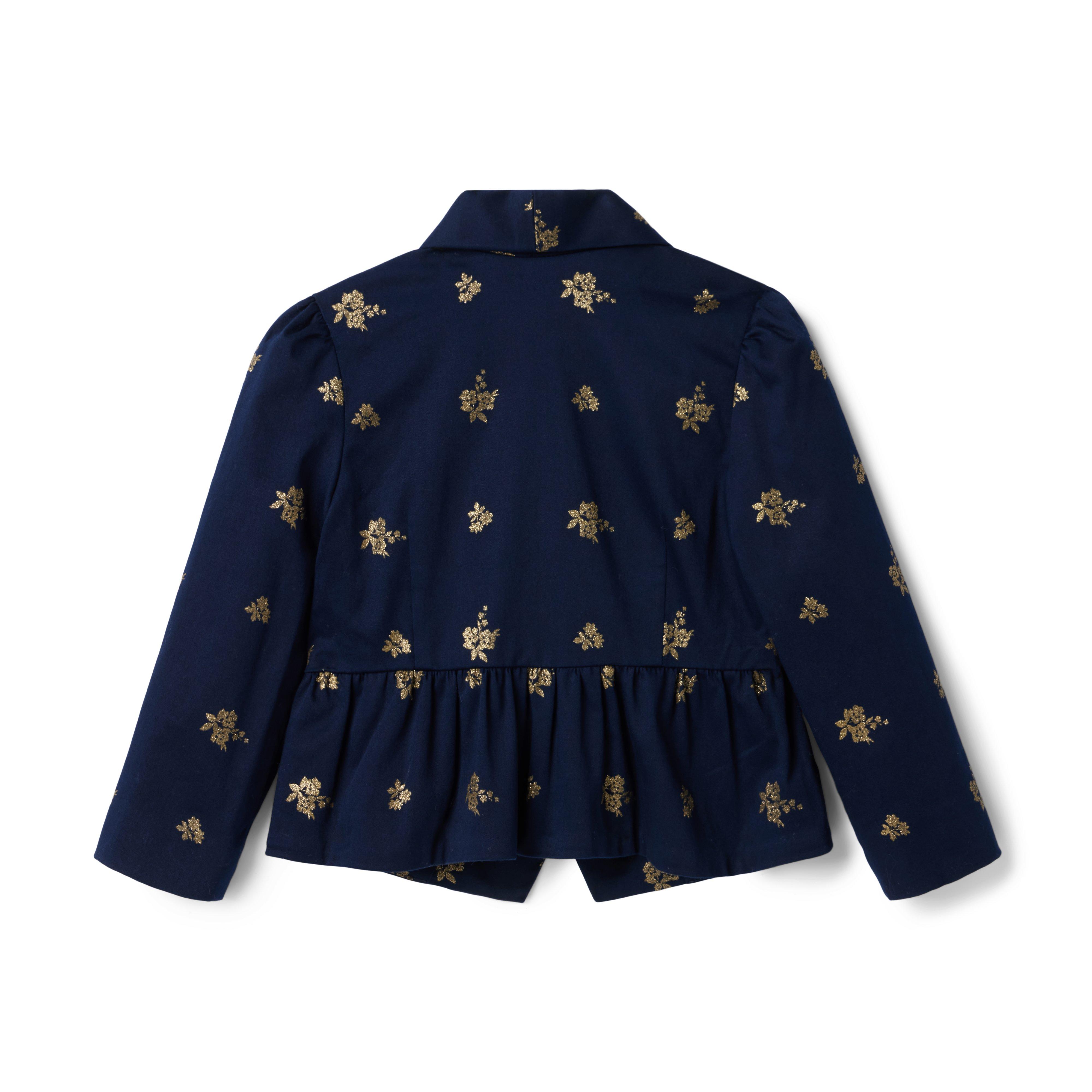 Glitter Floral Peplum Sateen Blazer image number 2