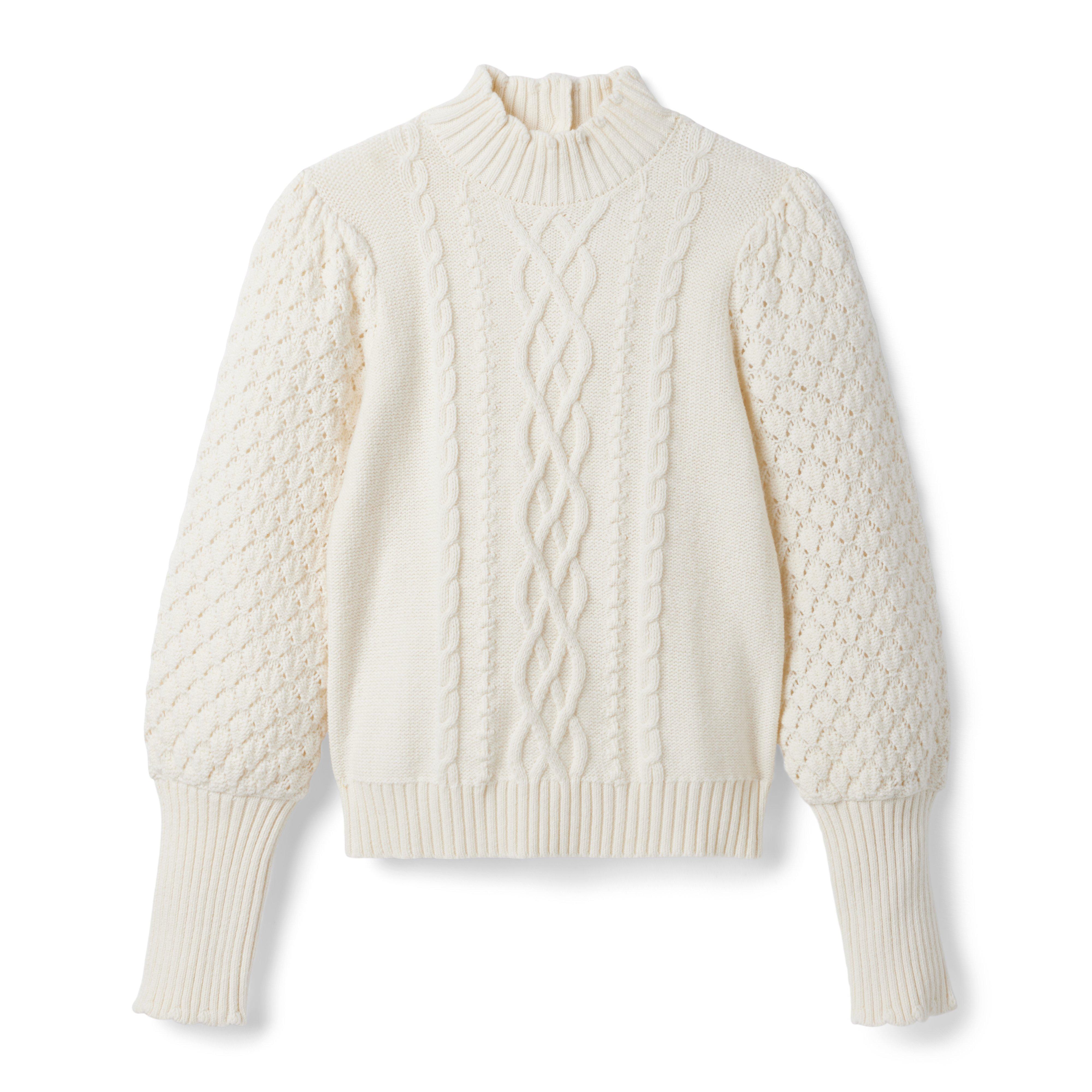 Cable Knit Scalloped Collar Sweater image number 0