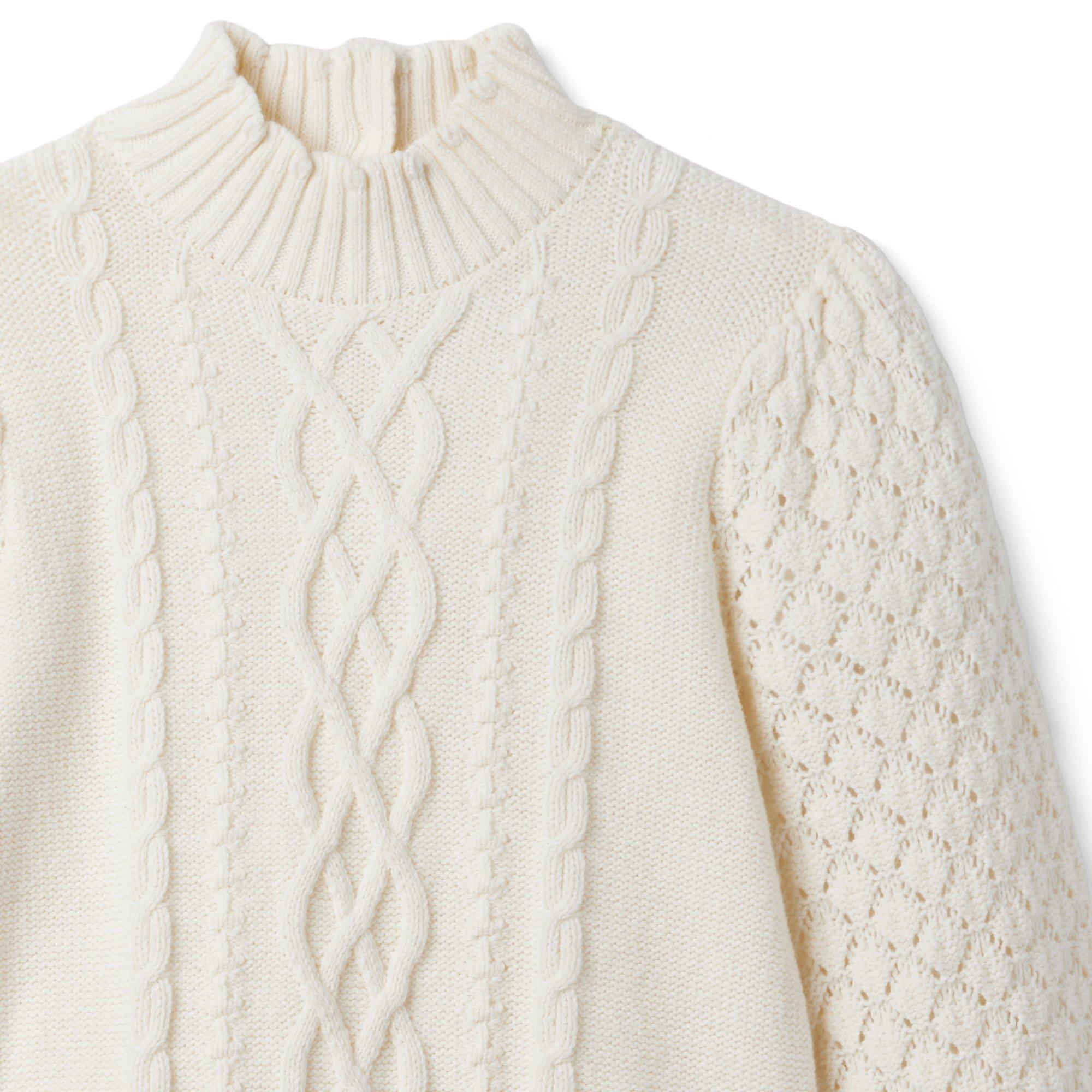 Cable Knit Scalloped Collar Sweater image number 2