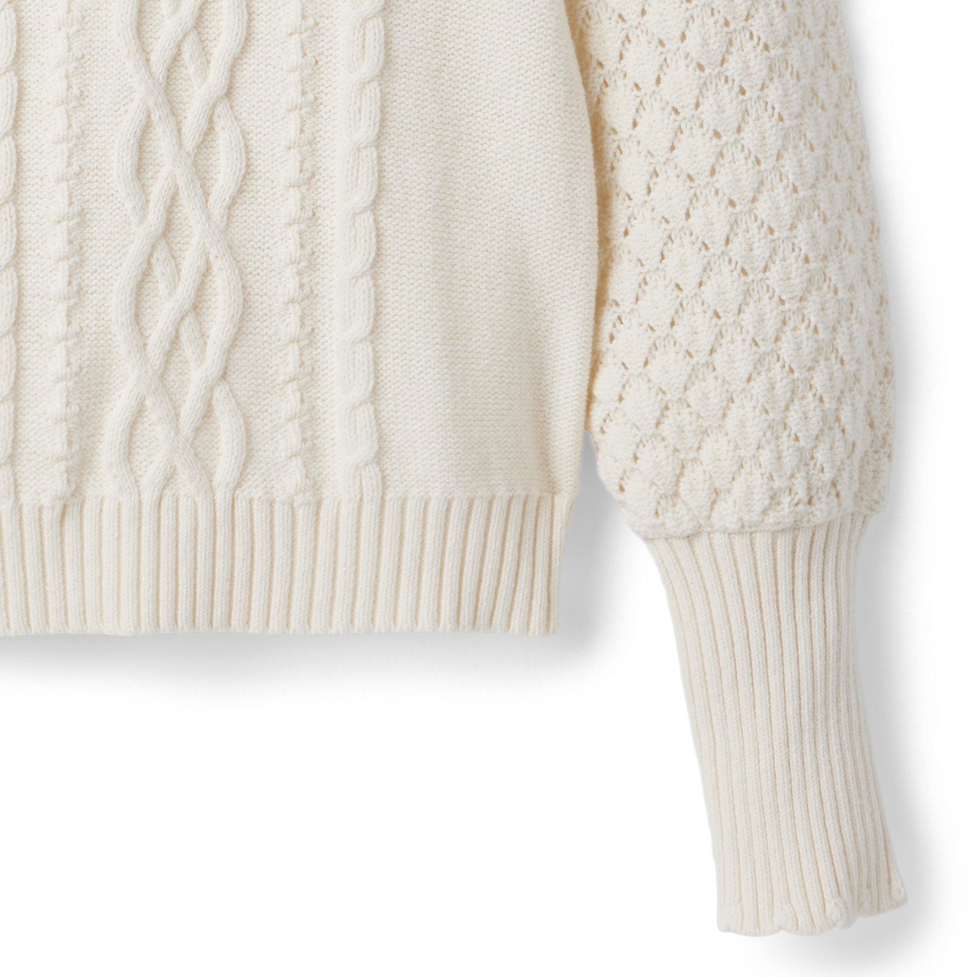 Cable Knit Scalloped Collar Sweater image number 3