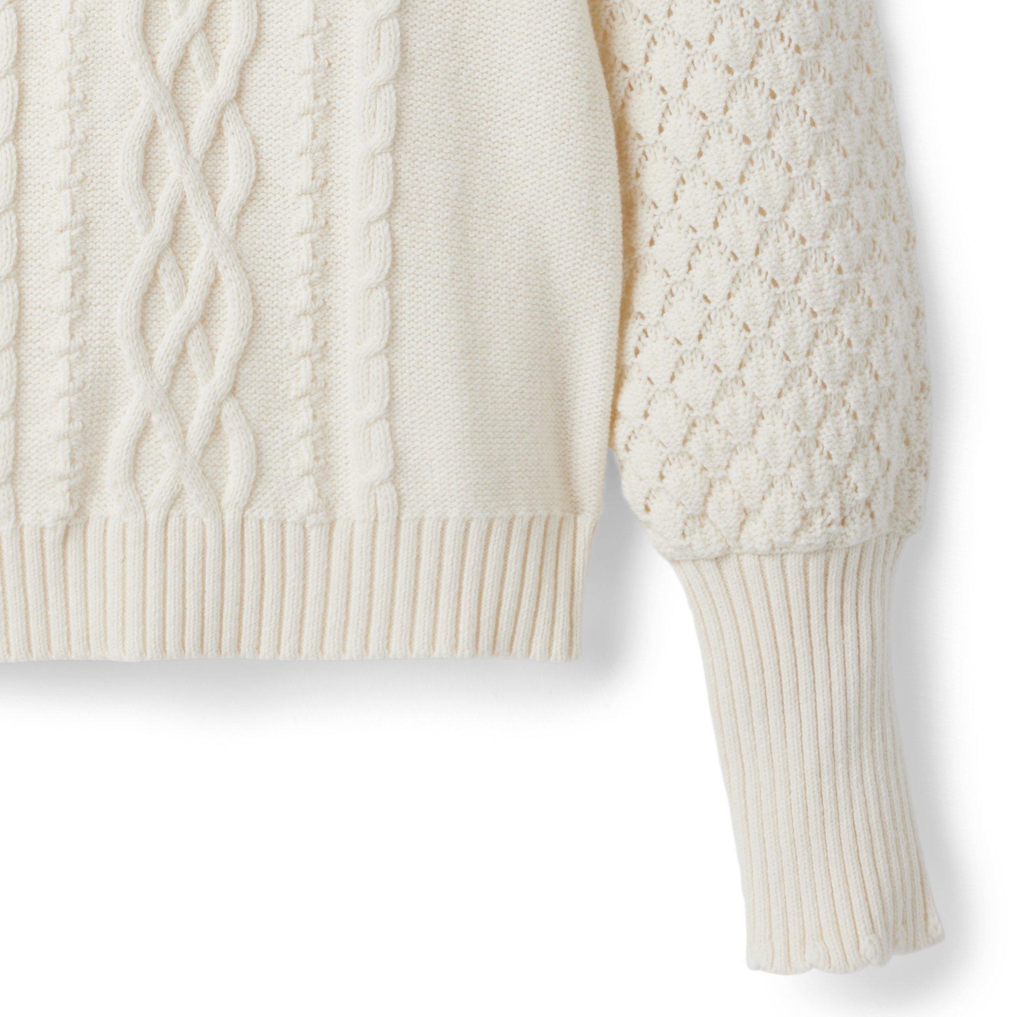 Cable Knit Scalloped Collar Sweater image number 3