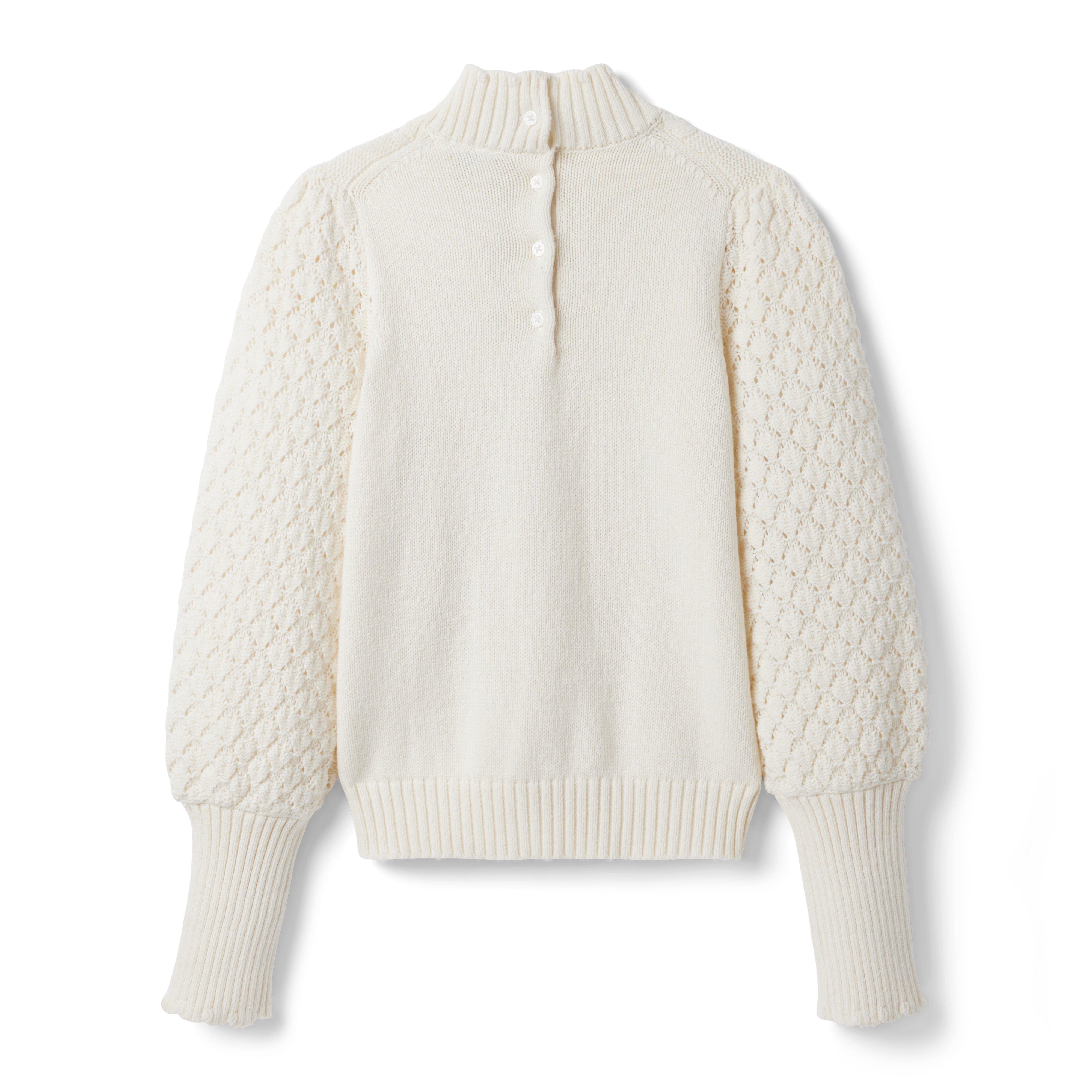 Cable Knit Scalloped Collar Sweater image number 1