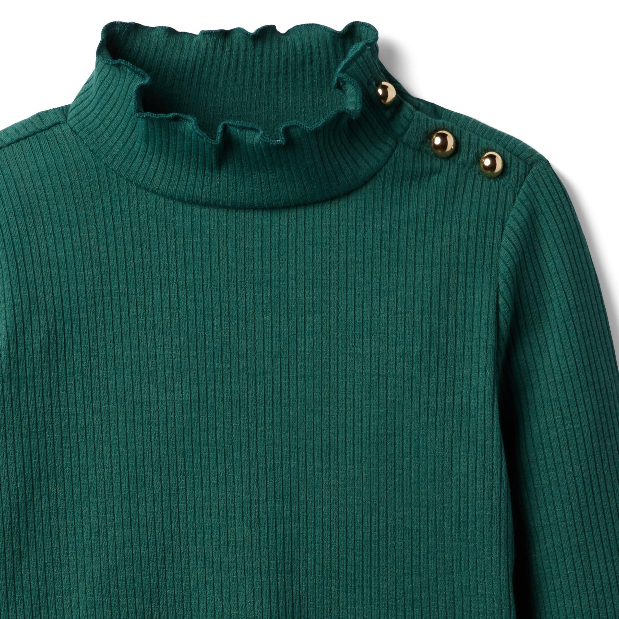 Ribbed Ruffle Trim Turtleneck image number 3