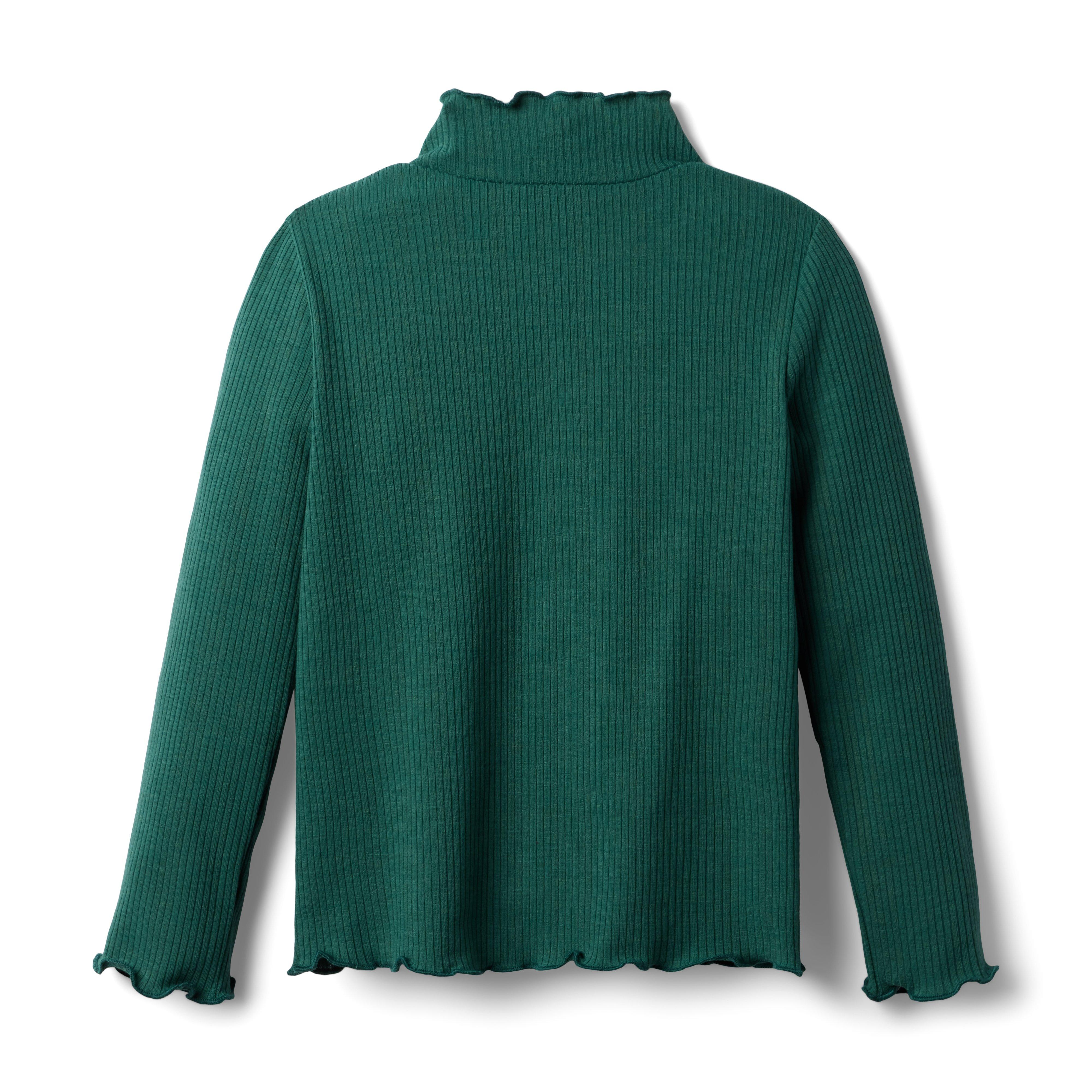 Ribbed Ruffle Trim Turtleneck image number 1