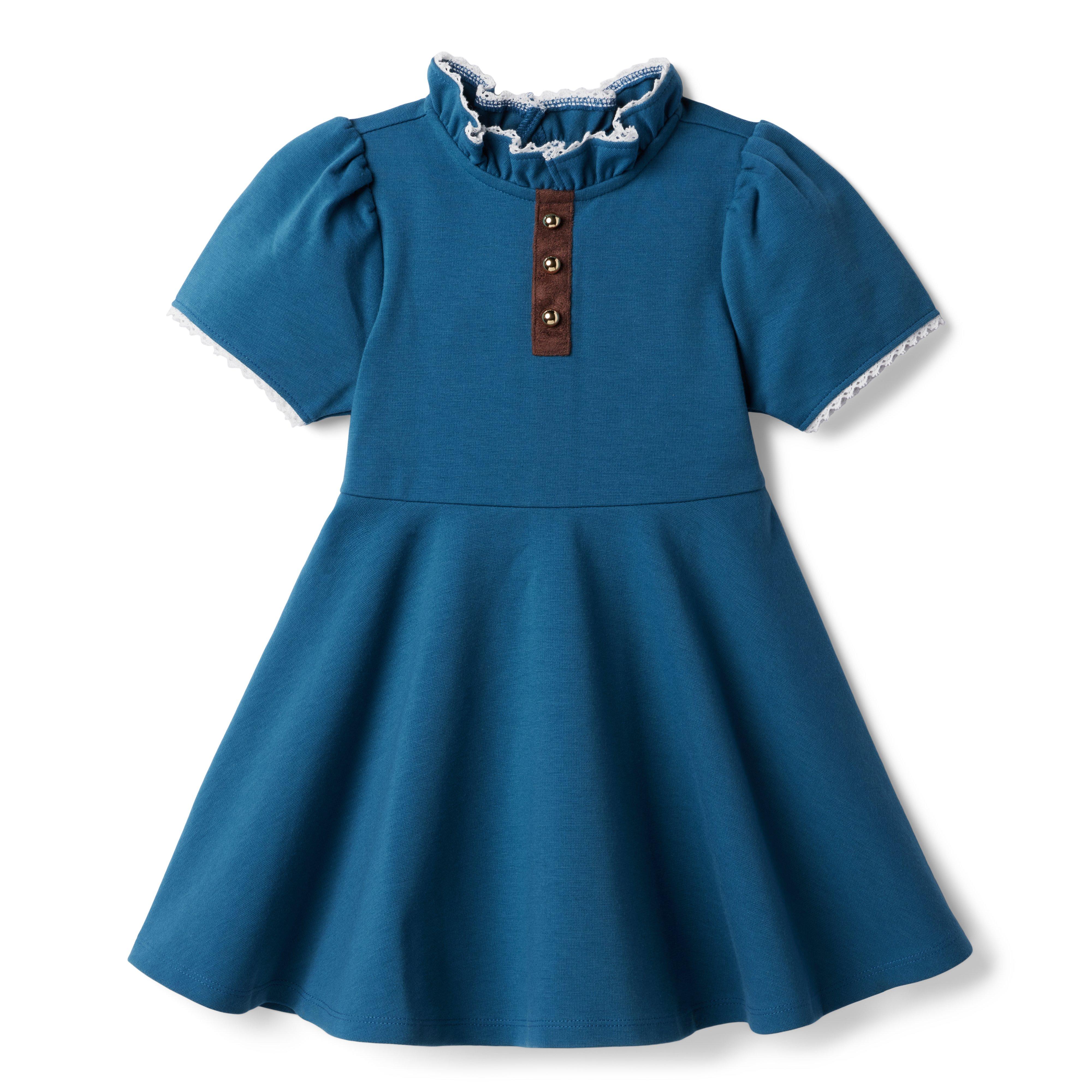 Button Ruffle Collar Ponte Dress image number 0