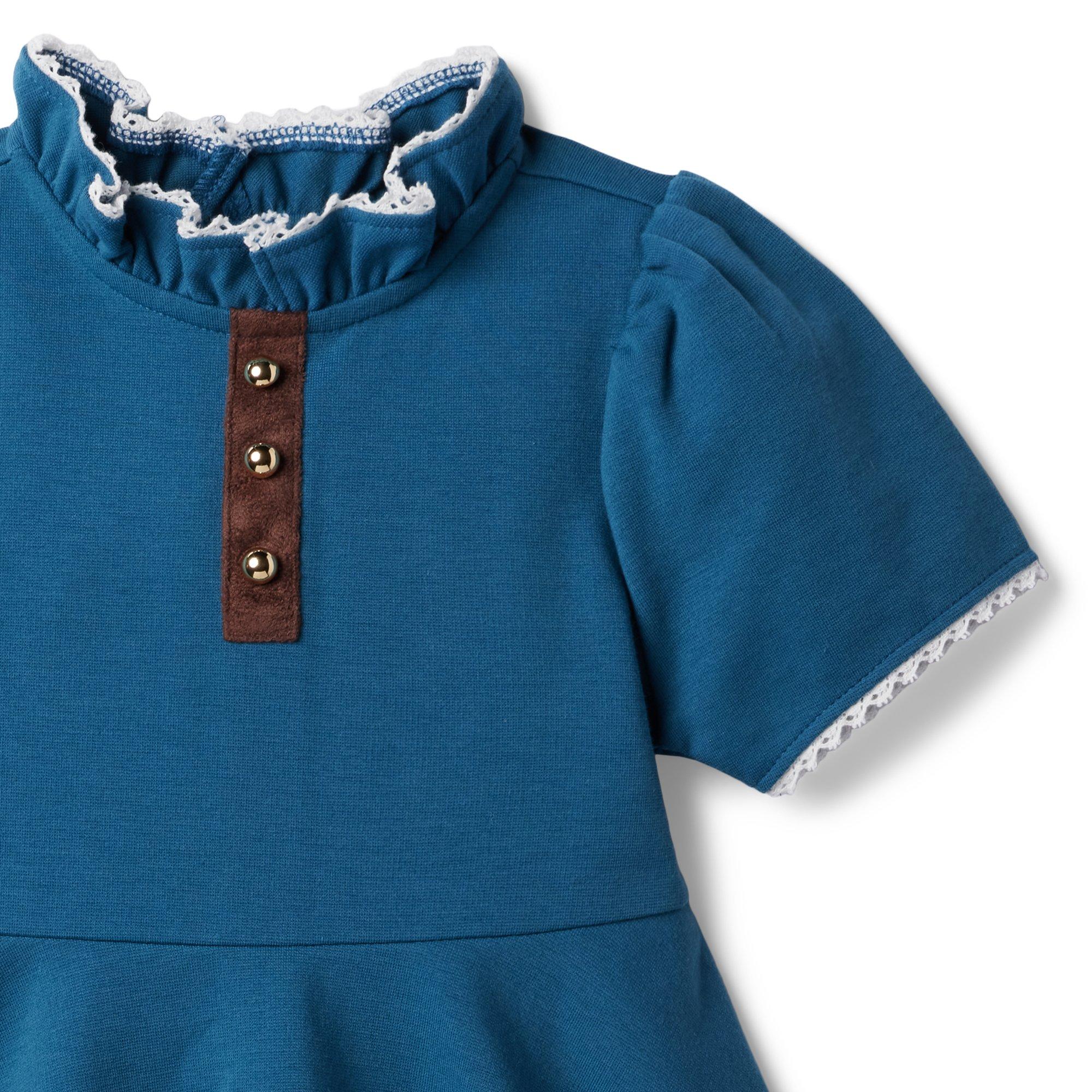 Button Ruffle Collar Ponte Dress image number 2