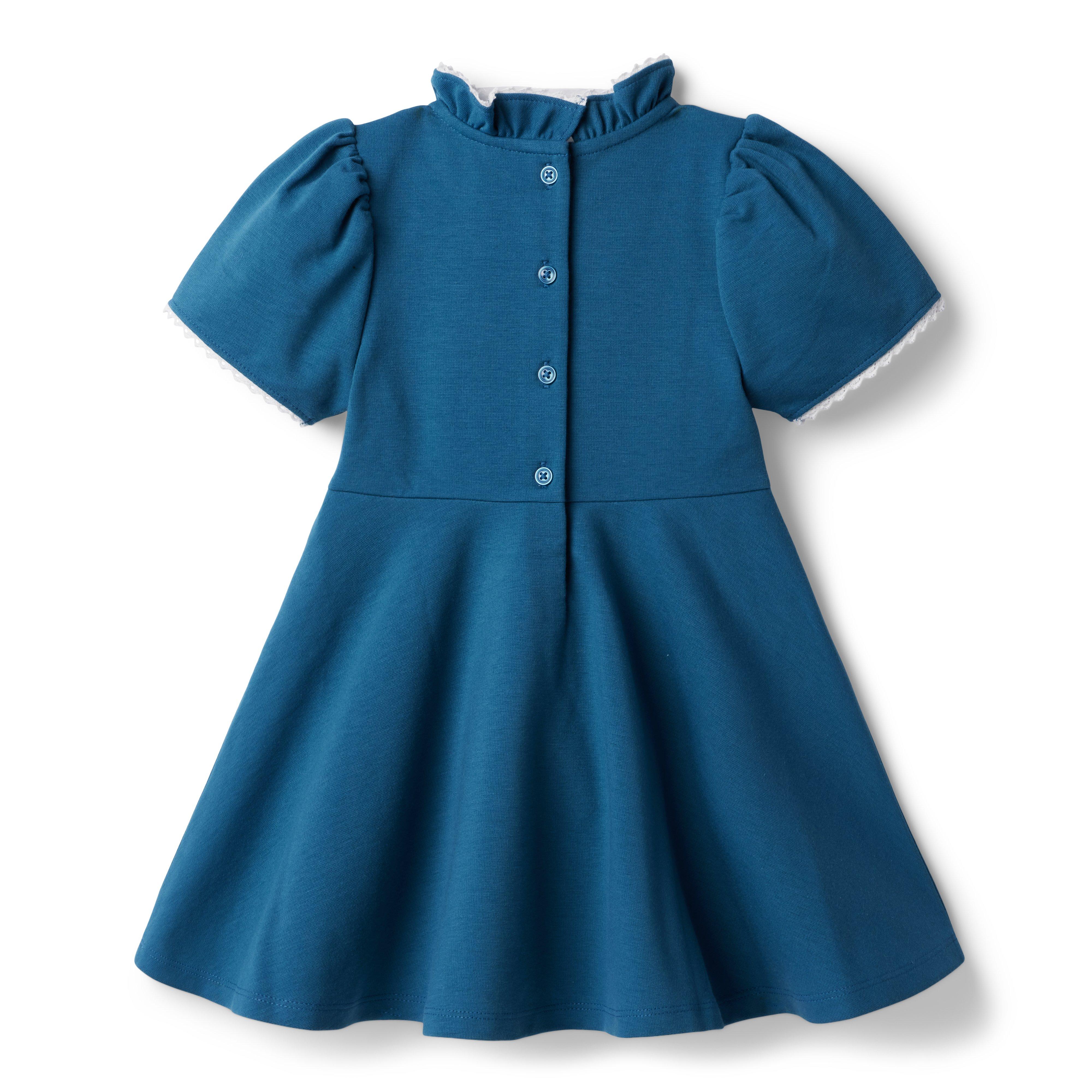 Button Ruffle Collar Ponte Dress image number 1
