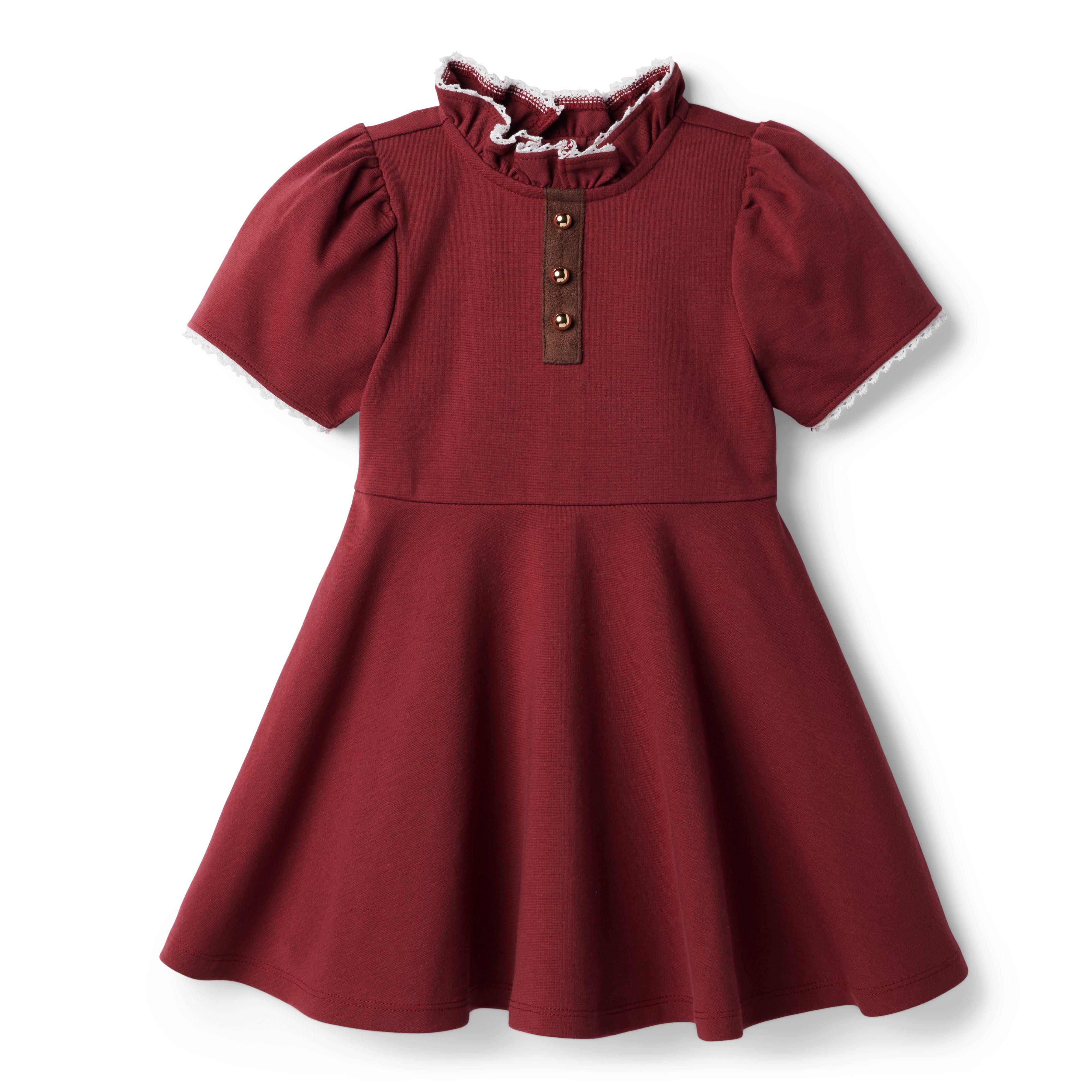 Button Ruffle Collar Ponte Dress image number 0