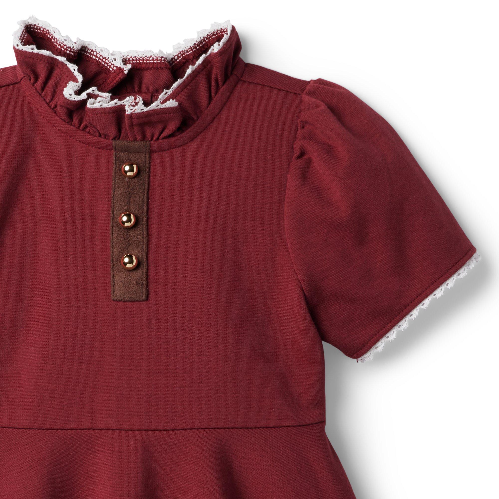 Button Ruffle Collar Ponte Dress image number 2