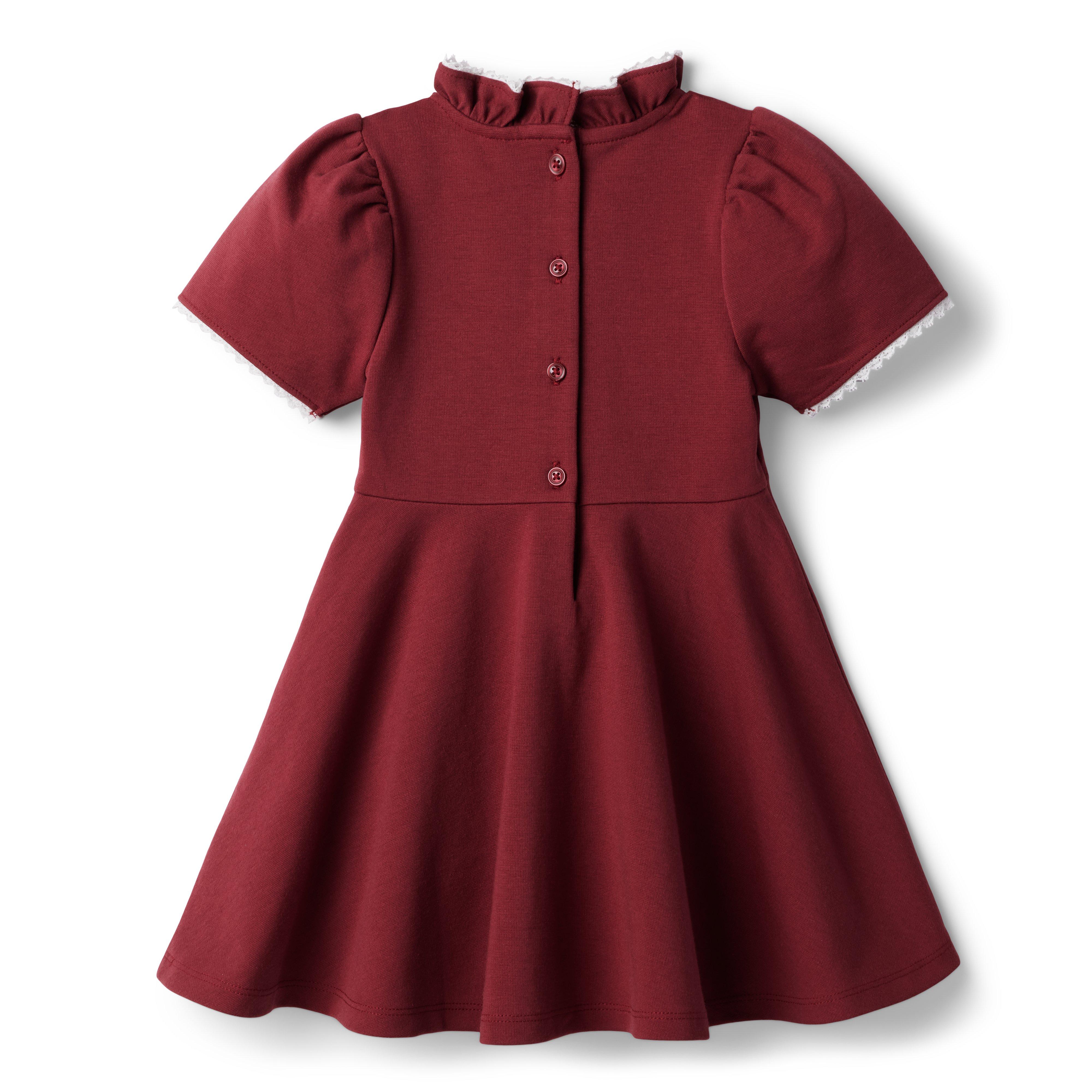 Button Ruffle Collar Ponte Dress image number 1