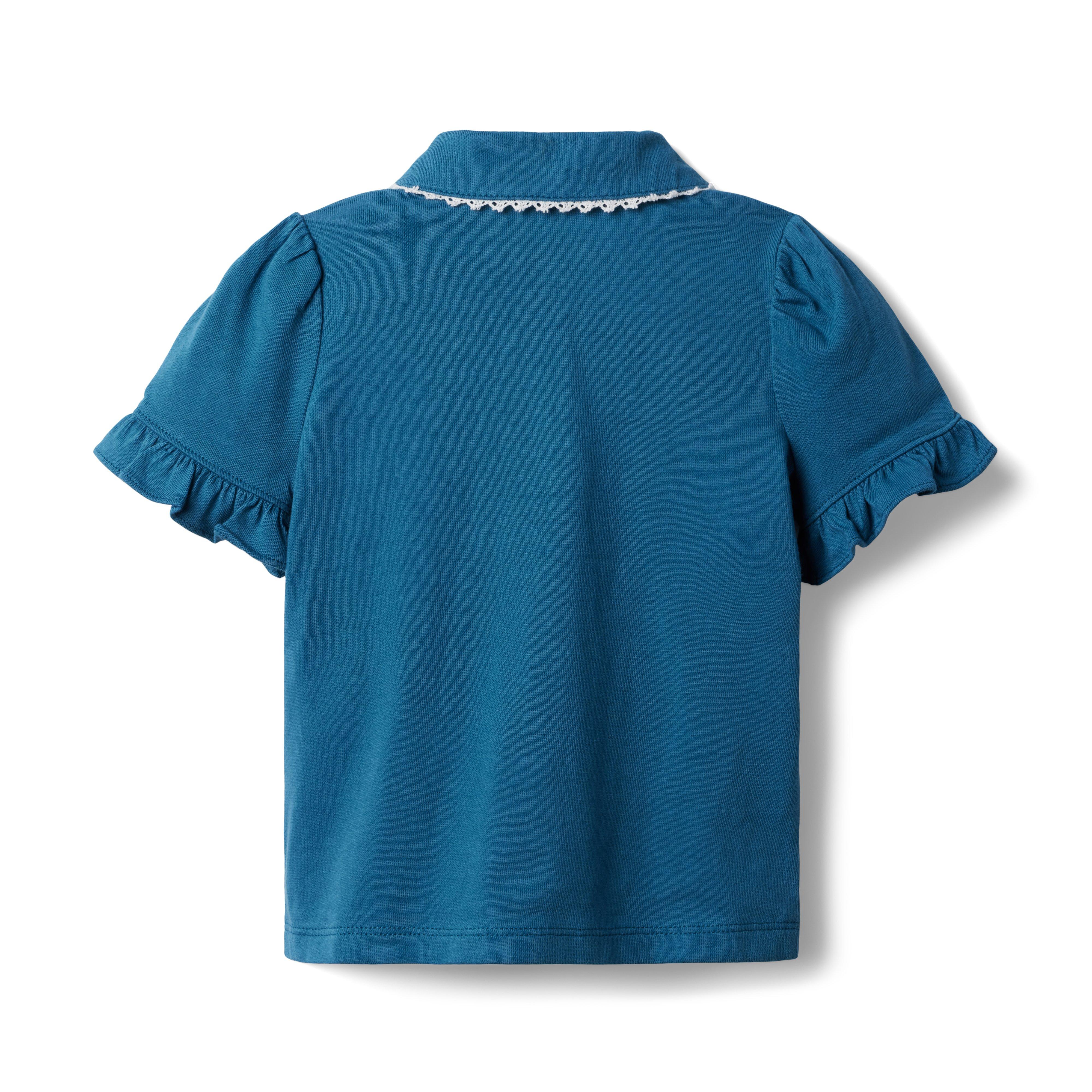 Collared Ruffle Sleeve Jersey Top image number 1