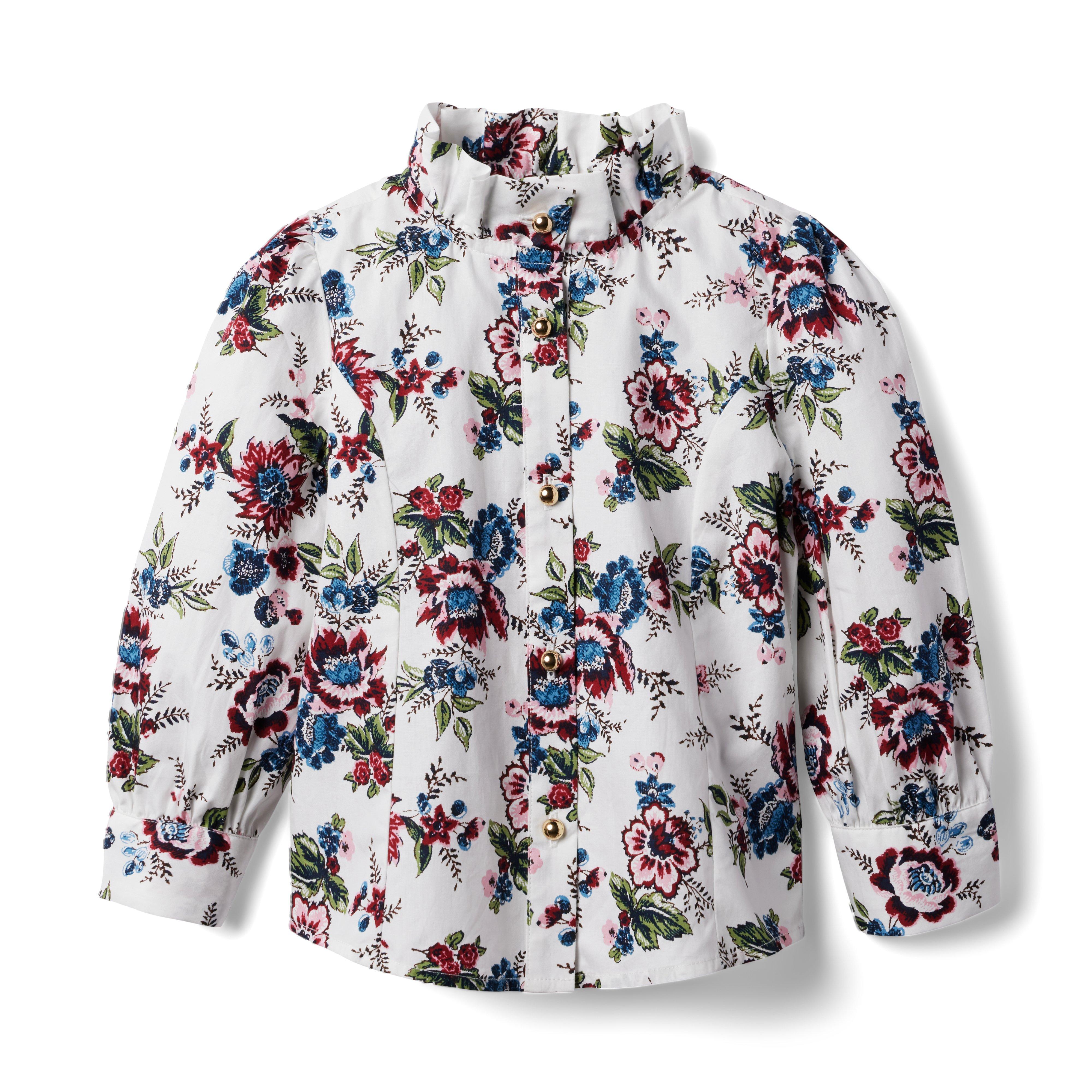Floral Ruffle Collar Top