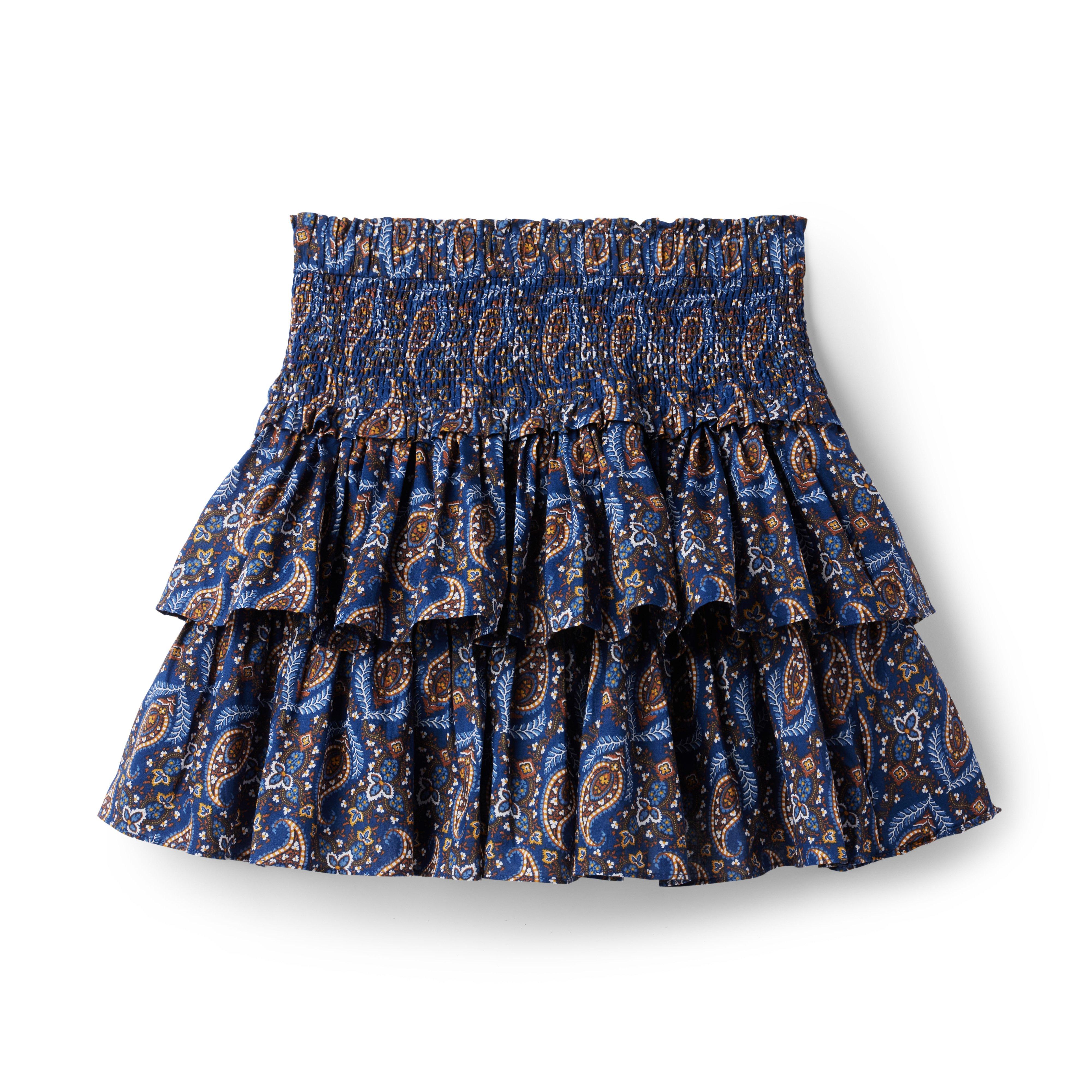 Paisley Smocked Waist Tiered Skirt image number 0