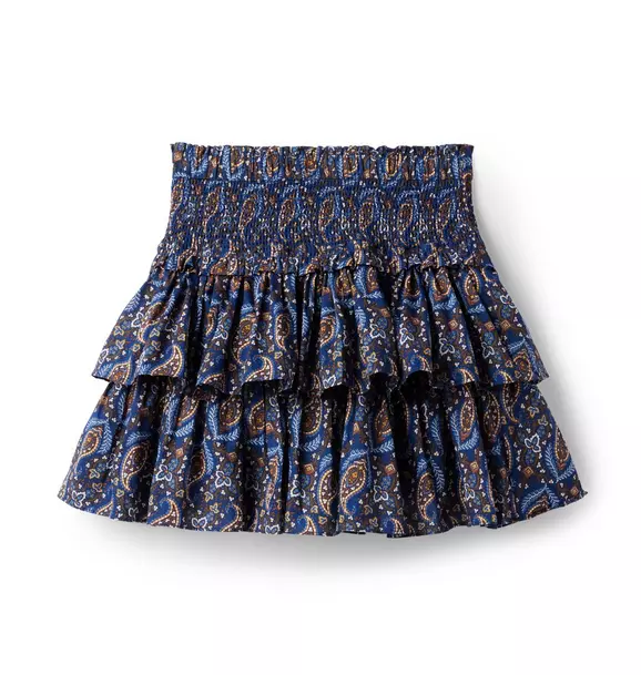 Paisley Smocked Waist Tiered Skirt