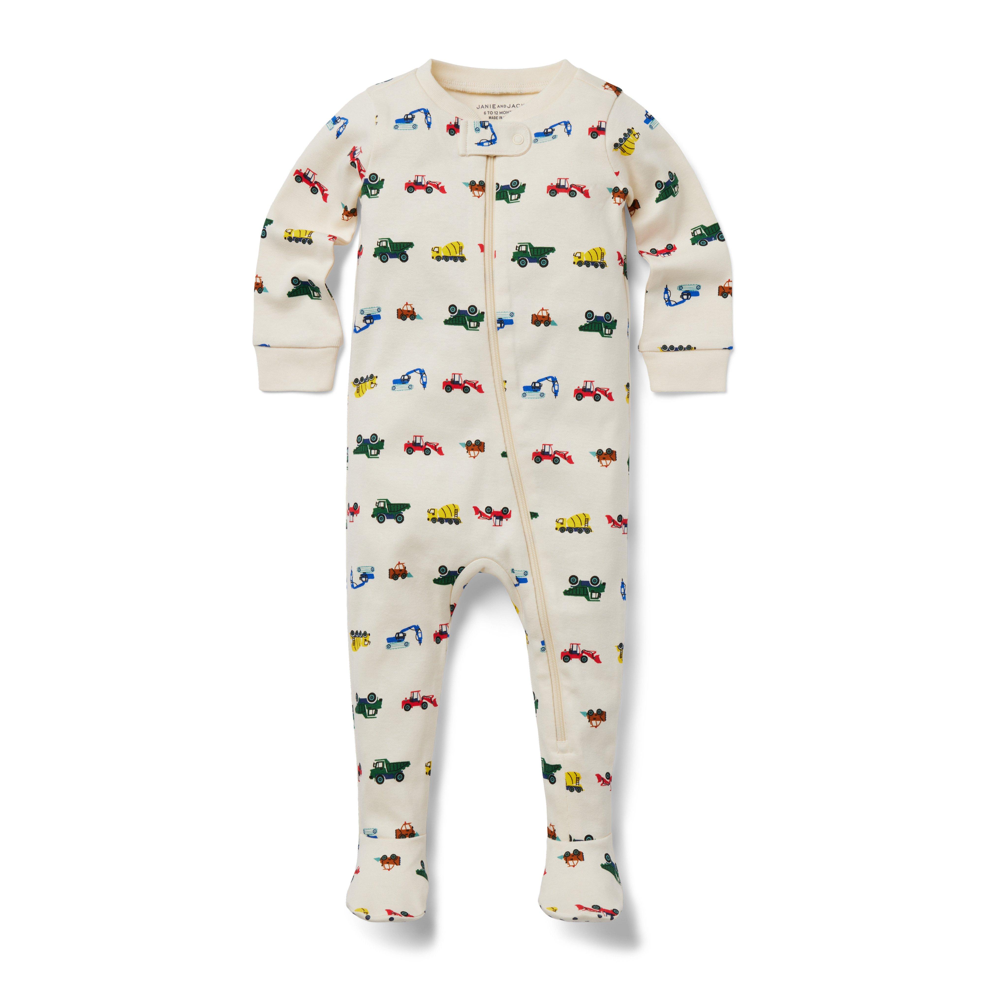 Baby Good Night Footed Pajama in Construction Trucks image number 0