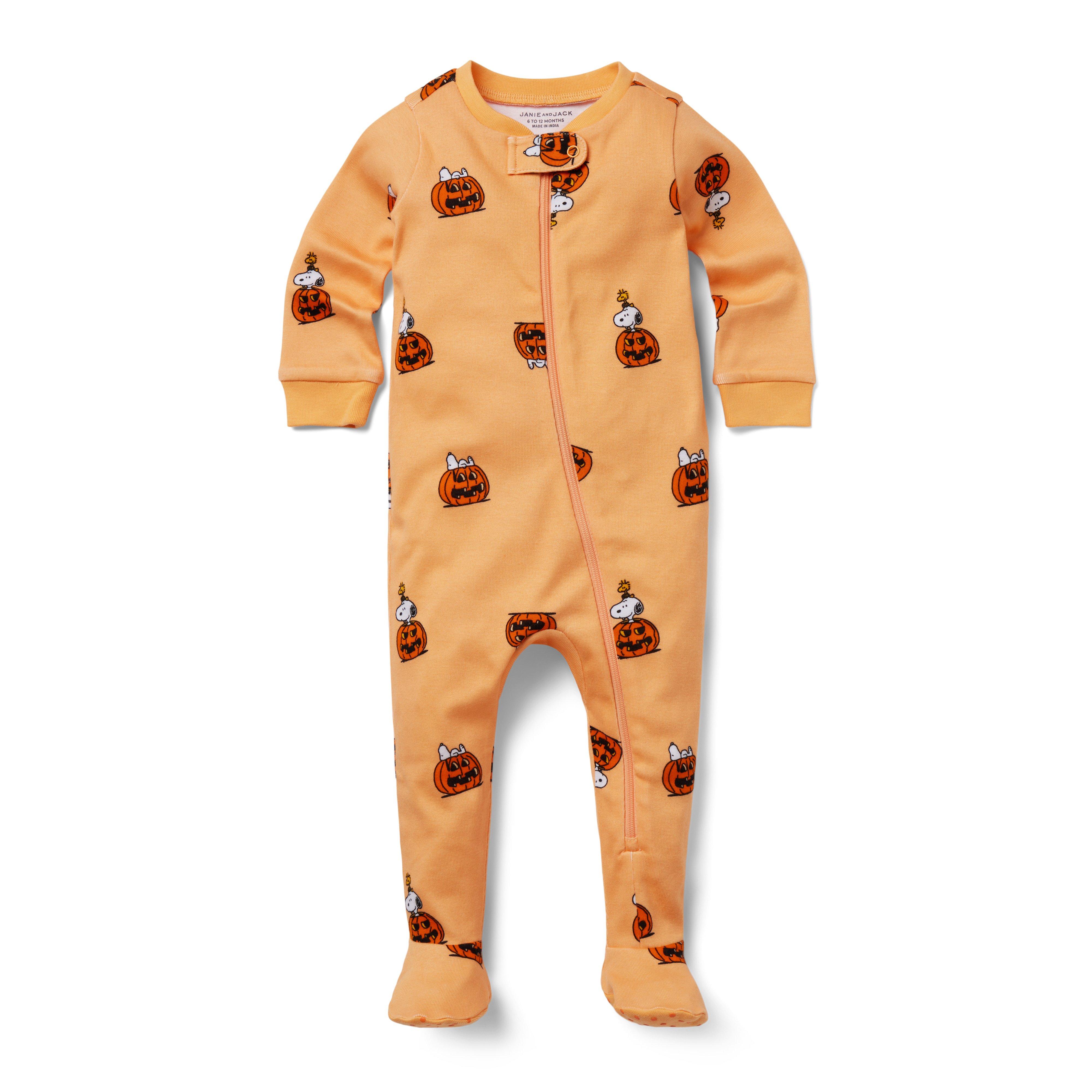 Baby Good Night Footed Zip Pajamas in PEANUTS™ Snoopy Pumpkin image number 0