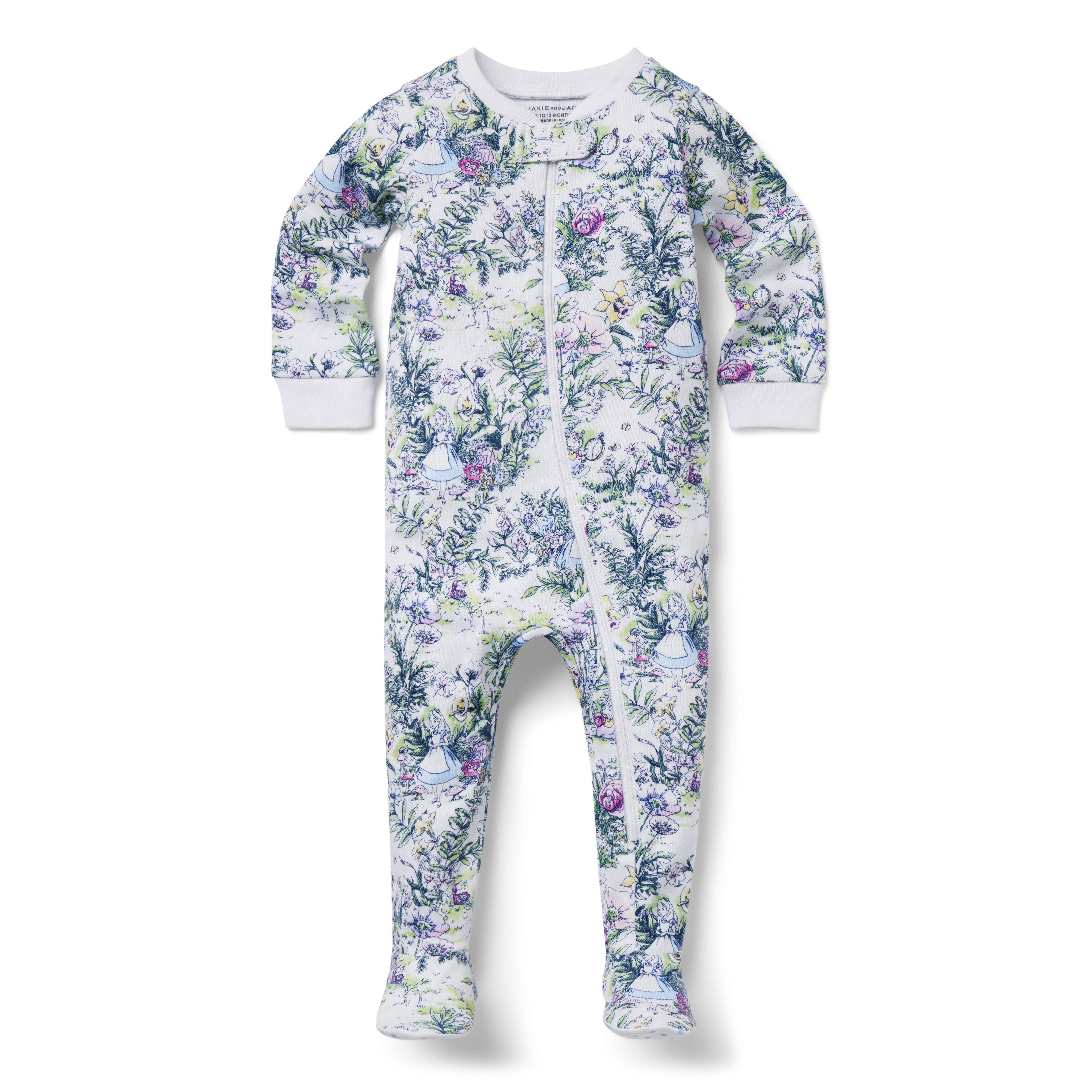Baby Good Night Footed Pajama in Disney Alice in Wonderland Floral image number 0