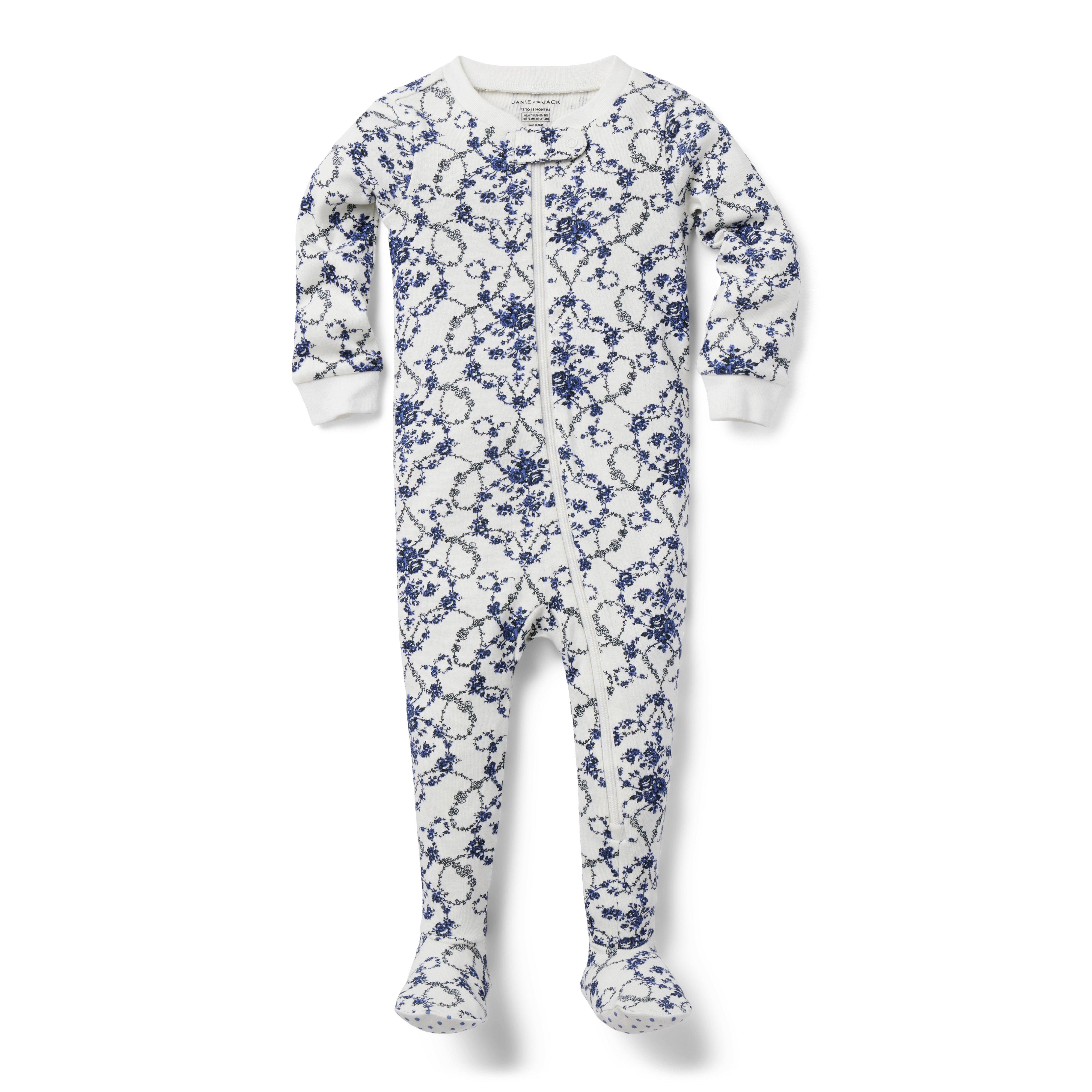 Baby Good Night Footed Pajama In Floral Toile  image number 0