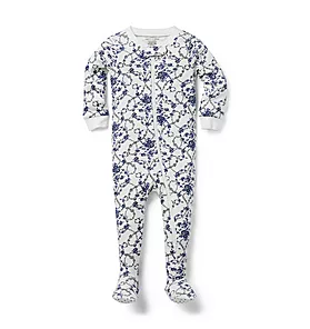 Baby Good Night Footed Pajama In Floral Toile 