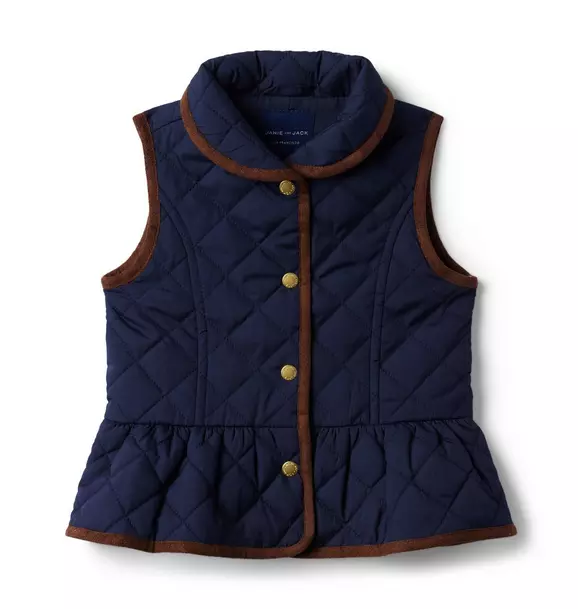 Girl Dark Marine The Quilted Peplum Vest by Janie and Jack