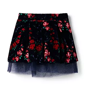 Rose Velvet Tulle Skirt