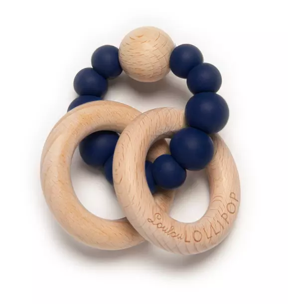 Loulou Lollipop Navy Beaded Silicone Teether