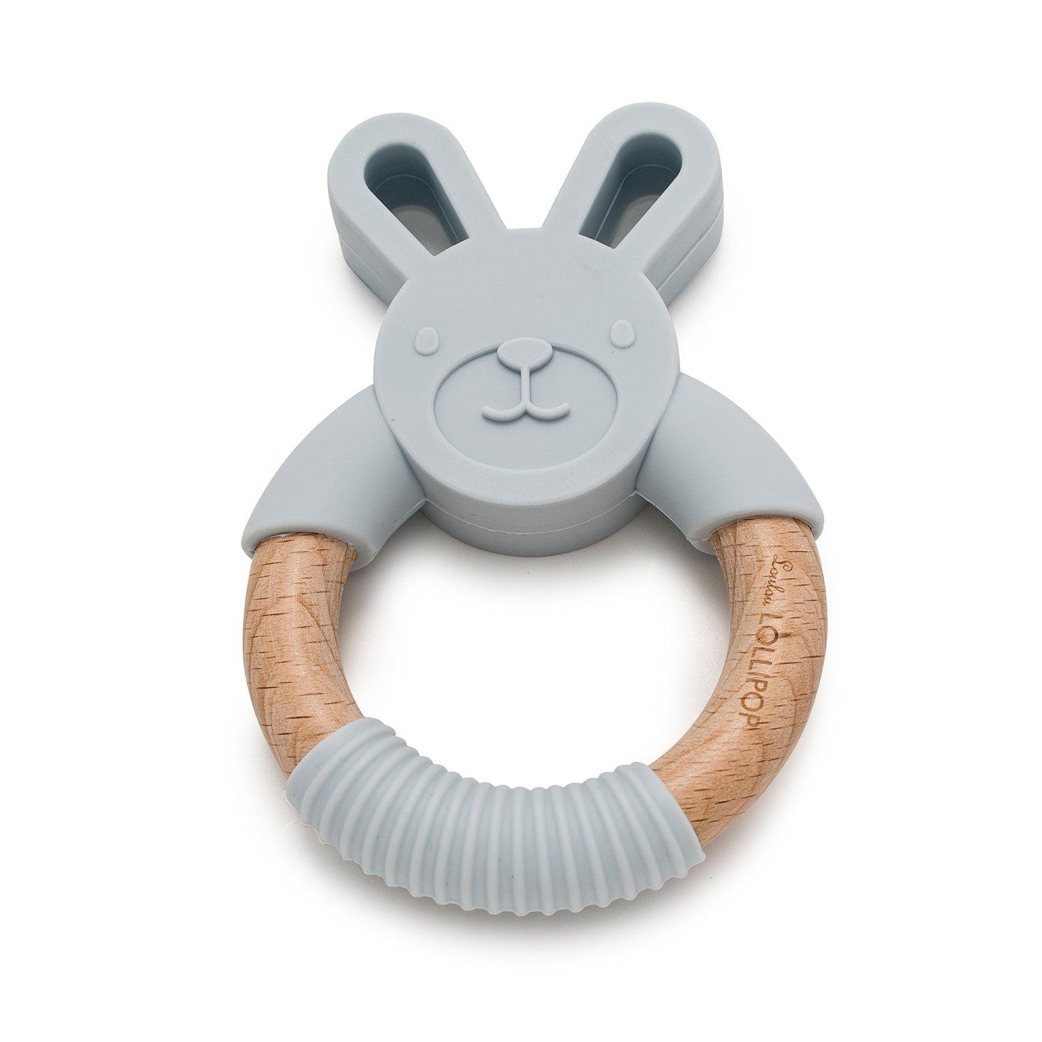 Loulou Lollipop Grey Bunny Silicone Teether image number 0