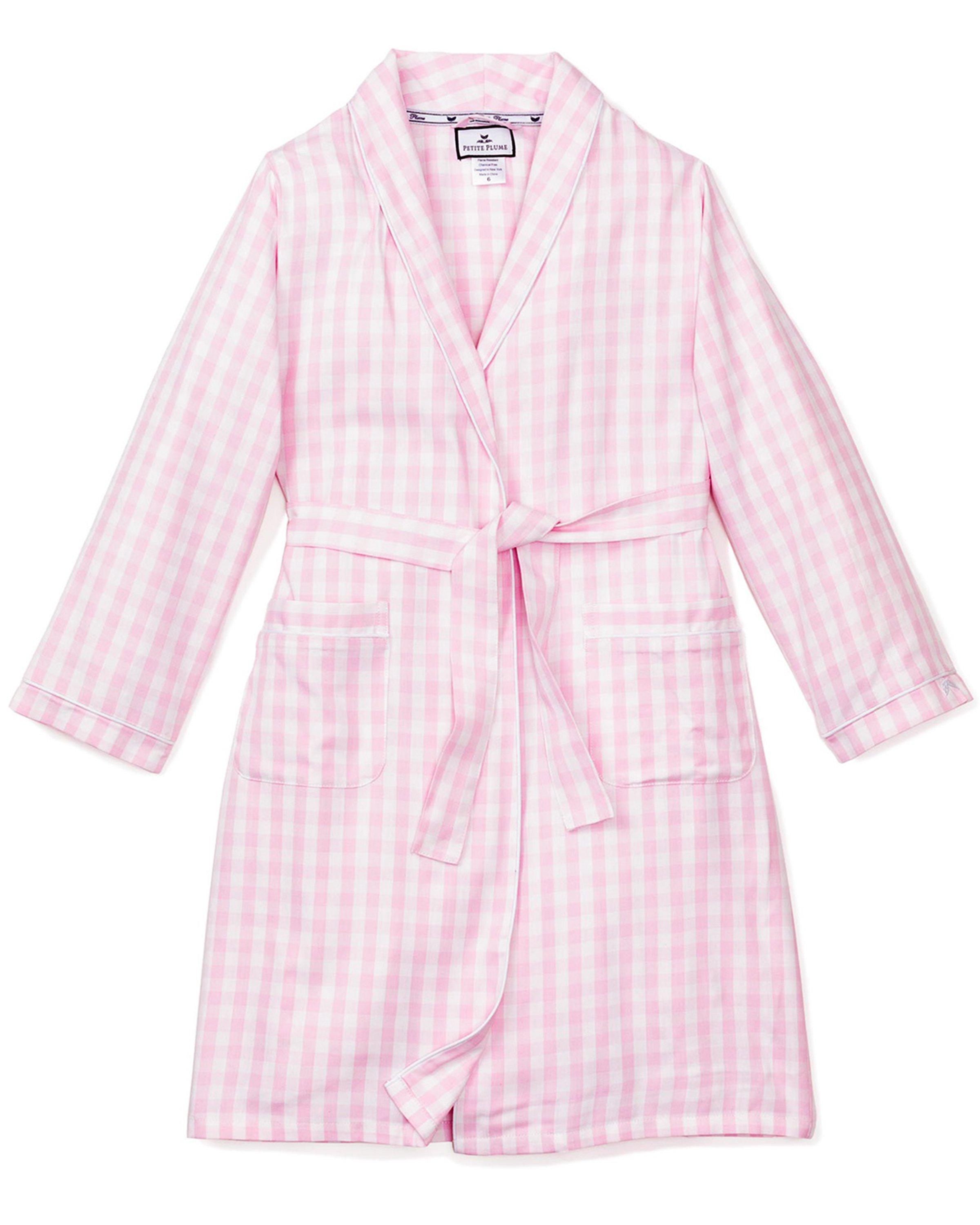 Girl Pink Petite Plume Gingham Robe by Janie and Jack