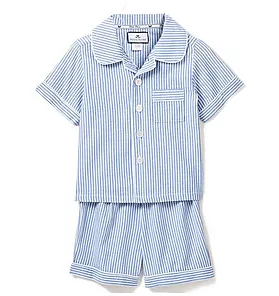 Petite Plume French Blue Seersucker Short Pajama Set 