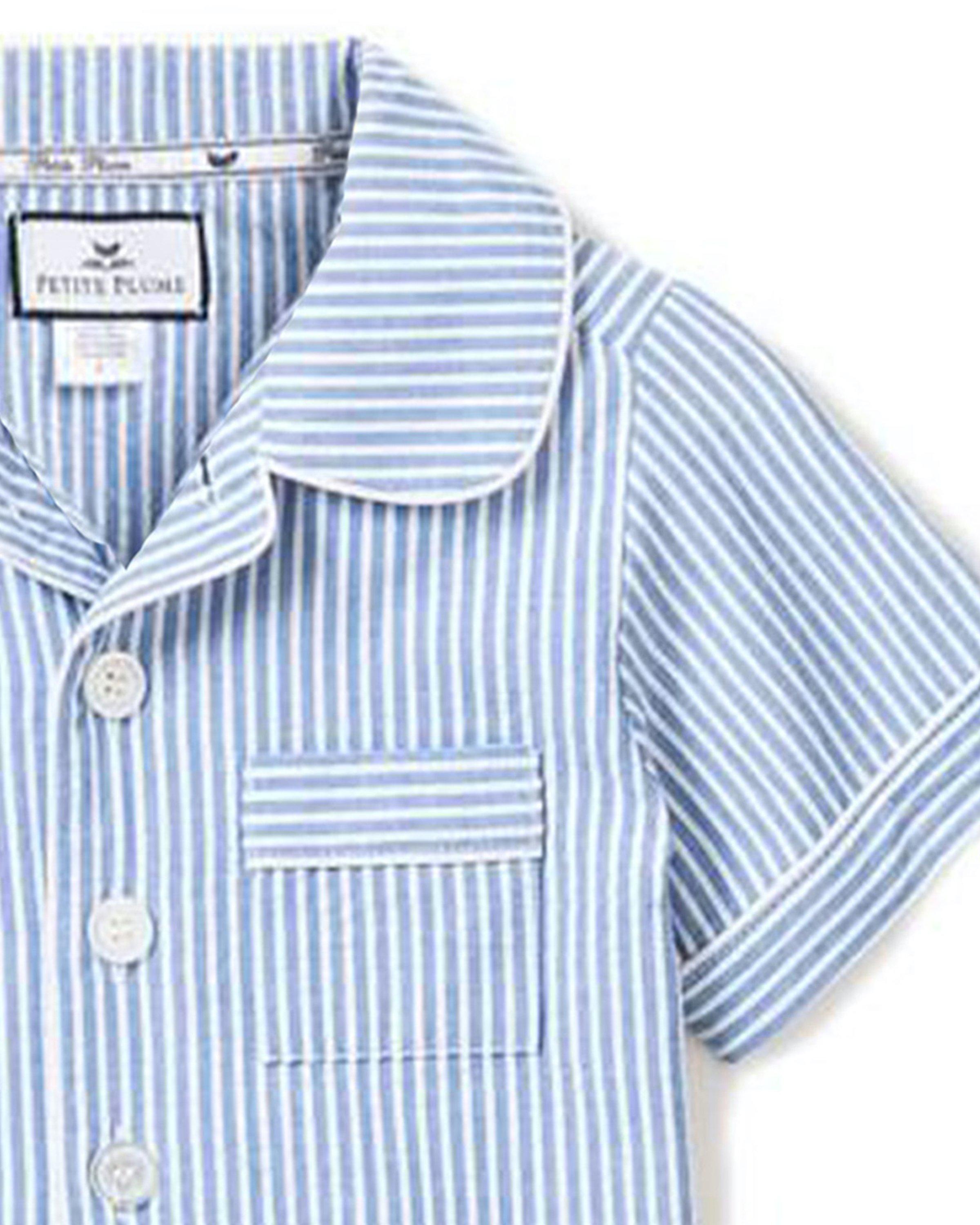 Petite Plume French Blue Seersucker Short Pajama Set  image number 1