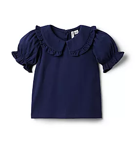 Puff Sleeve Collared Jersey Top