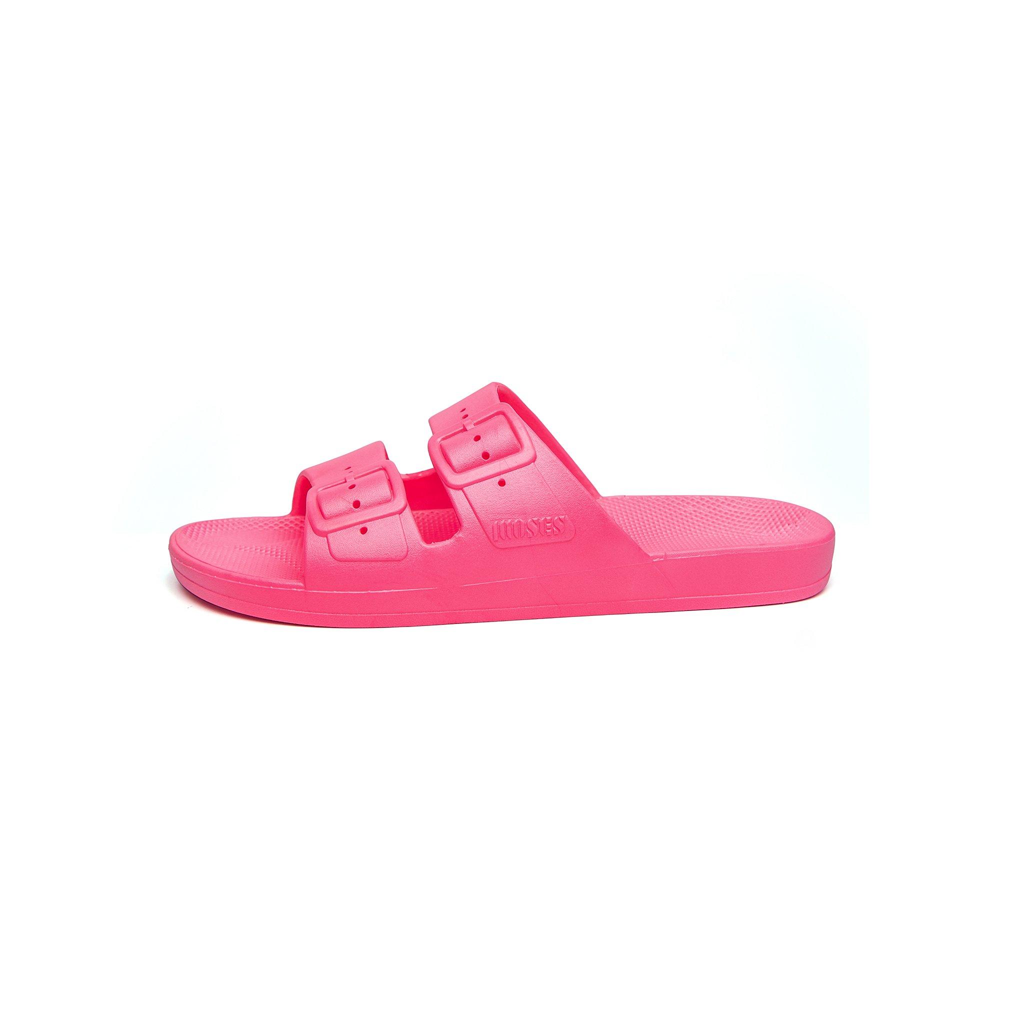 Girl Neon Pink Freedom Moses Kid Glow Pink Slides by Janie and Jack