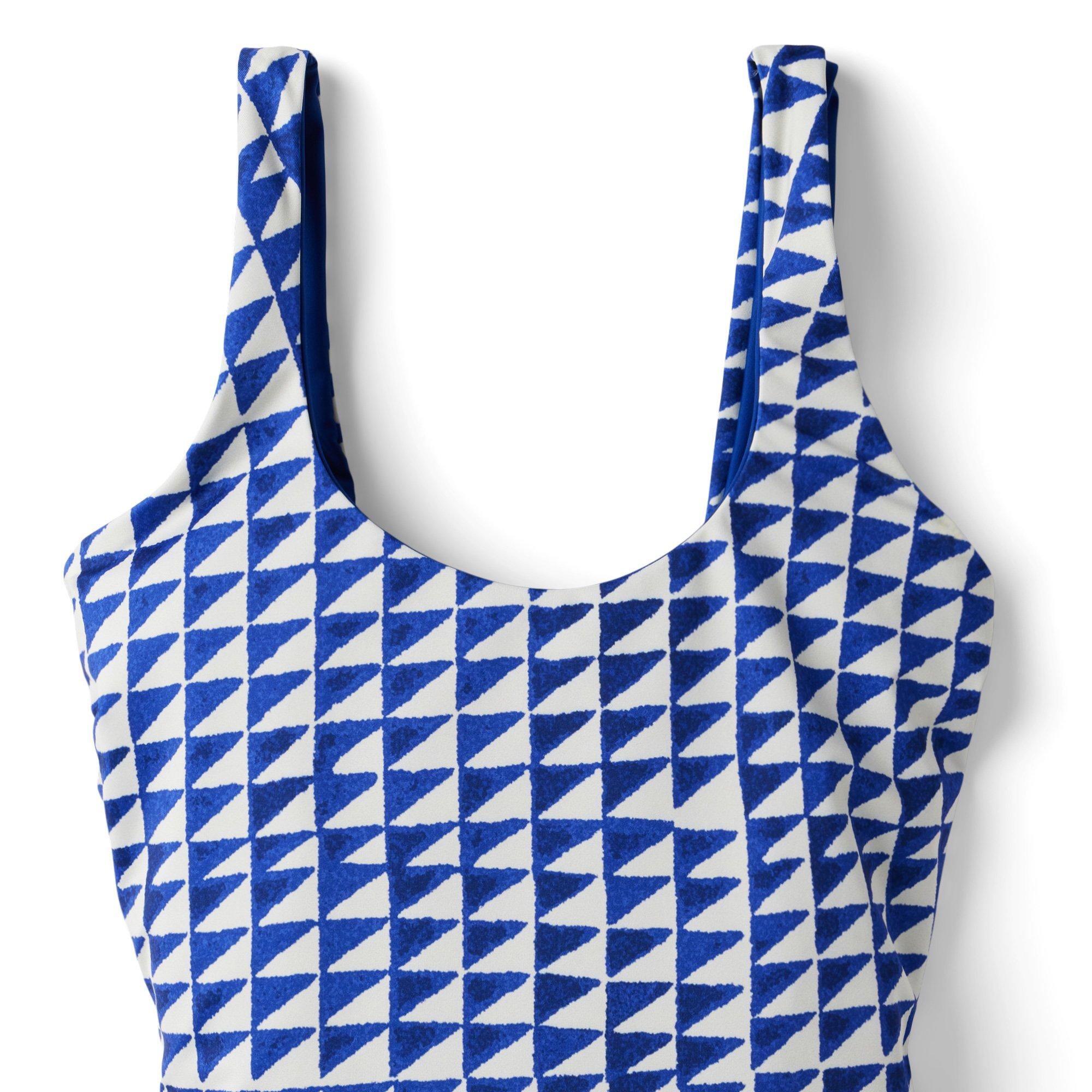 Girl Blue Delta Tile Print Dawne Florine Women's Reversible Tile Print ...