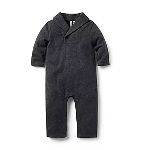 Baby Shawl Collar Brushed Jersey One-Piece
