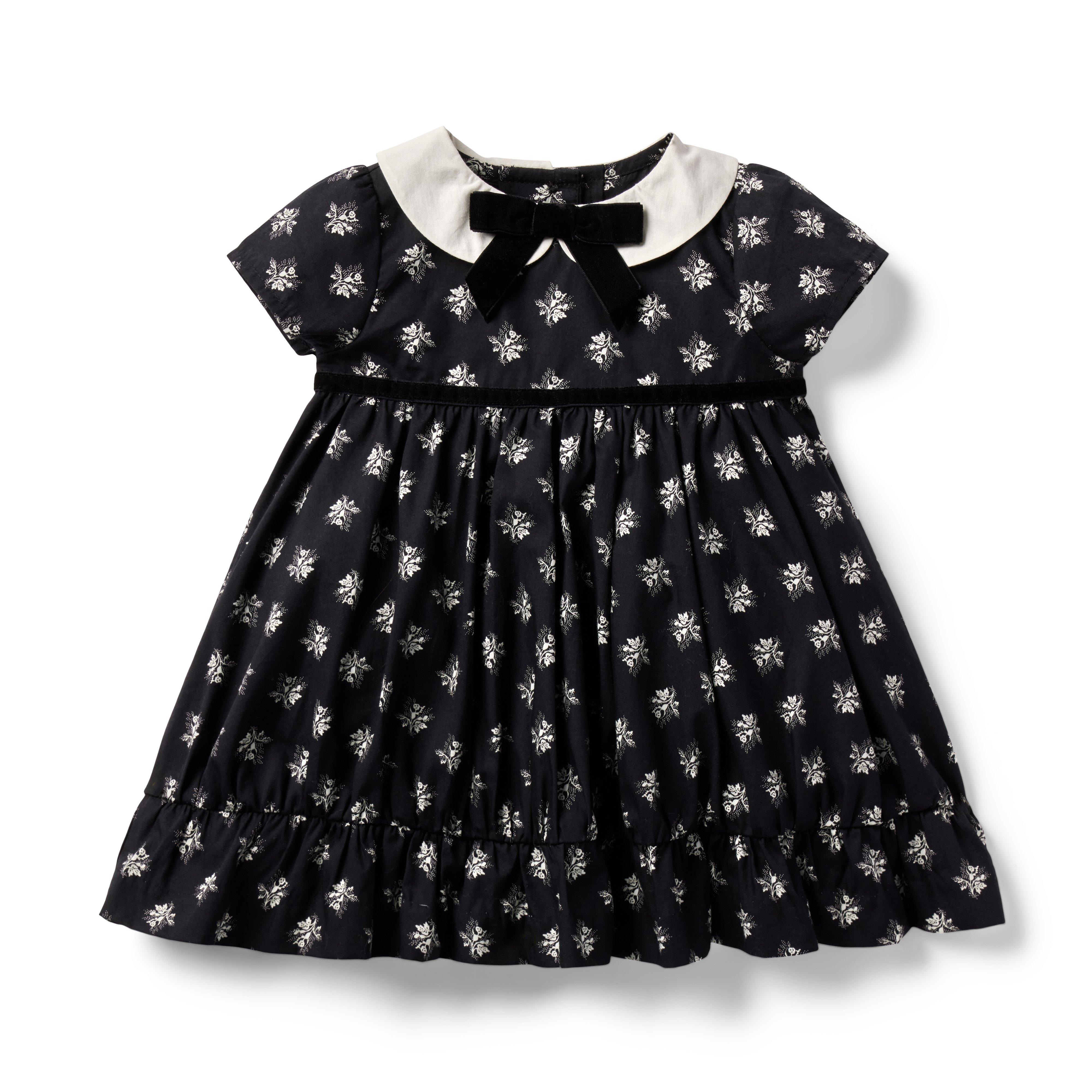 Baby Floral Bow Collar Poplin Dress image number 0