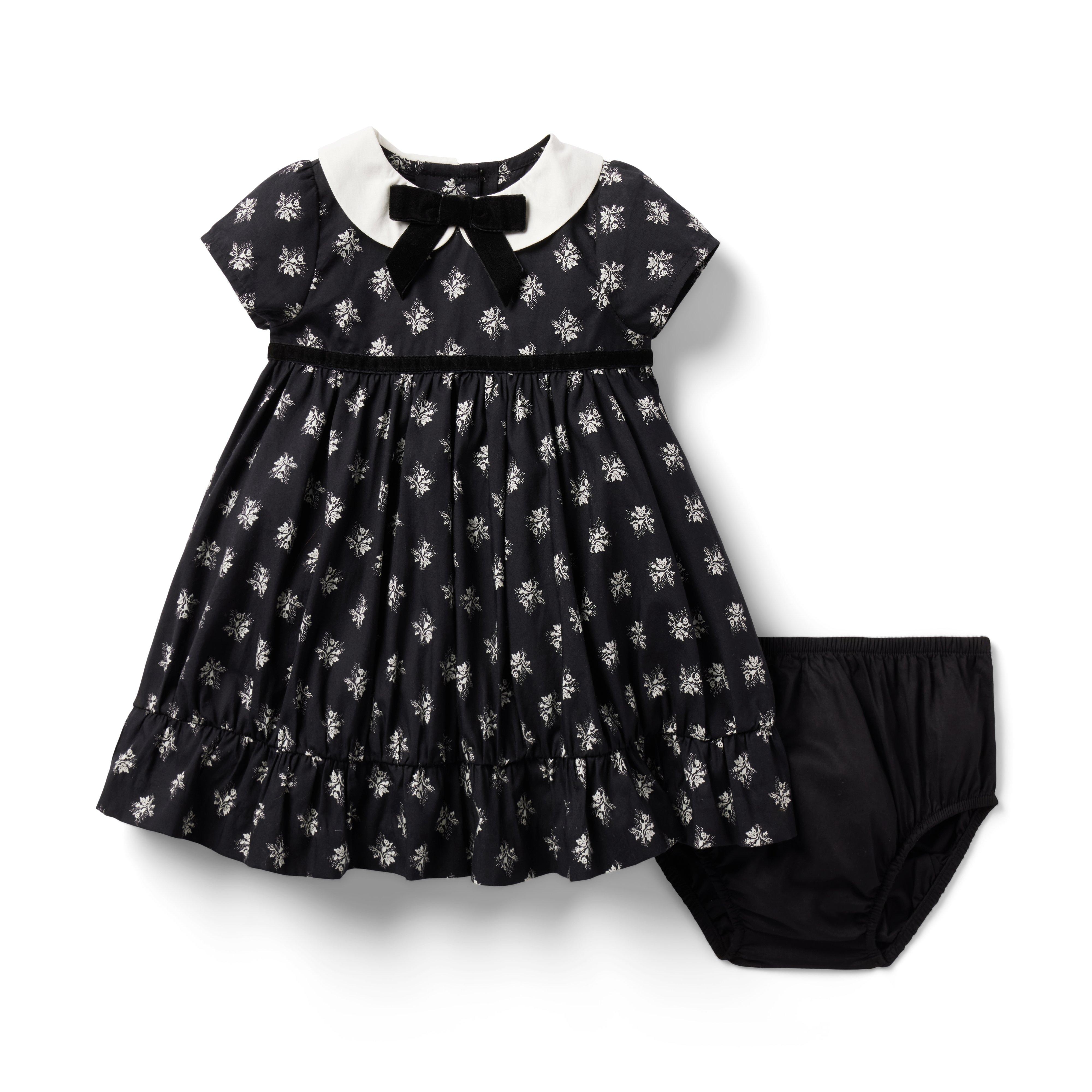 Baby Floral Bow Collar Poplin Dress image number 2